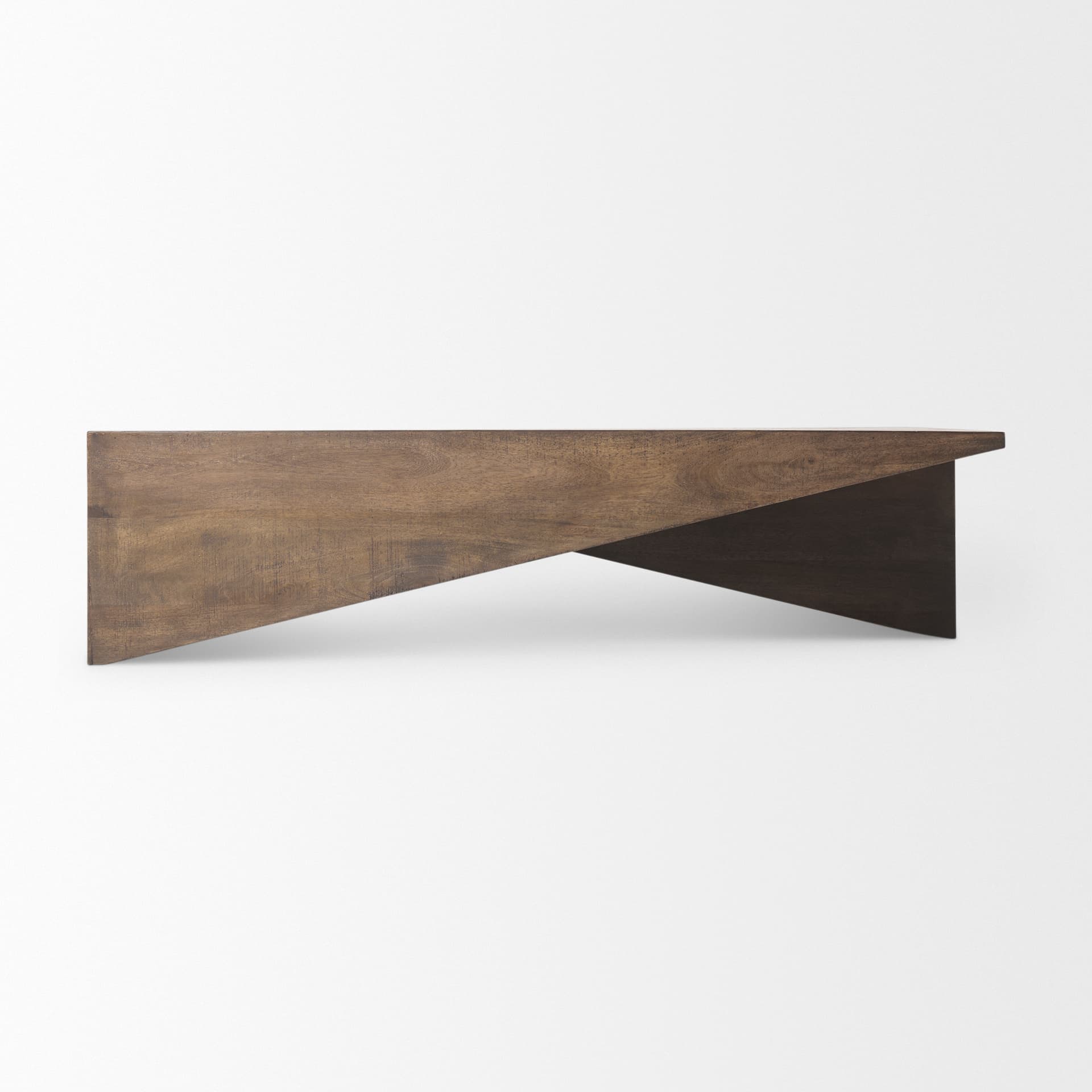 West 55L x 32W x 14H Medium Brown Wooden Angled Coffee Table — product photograph