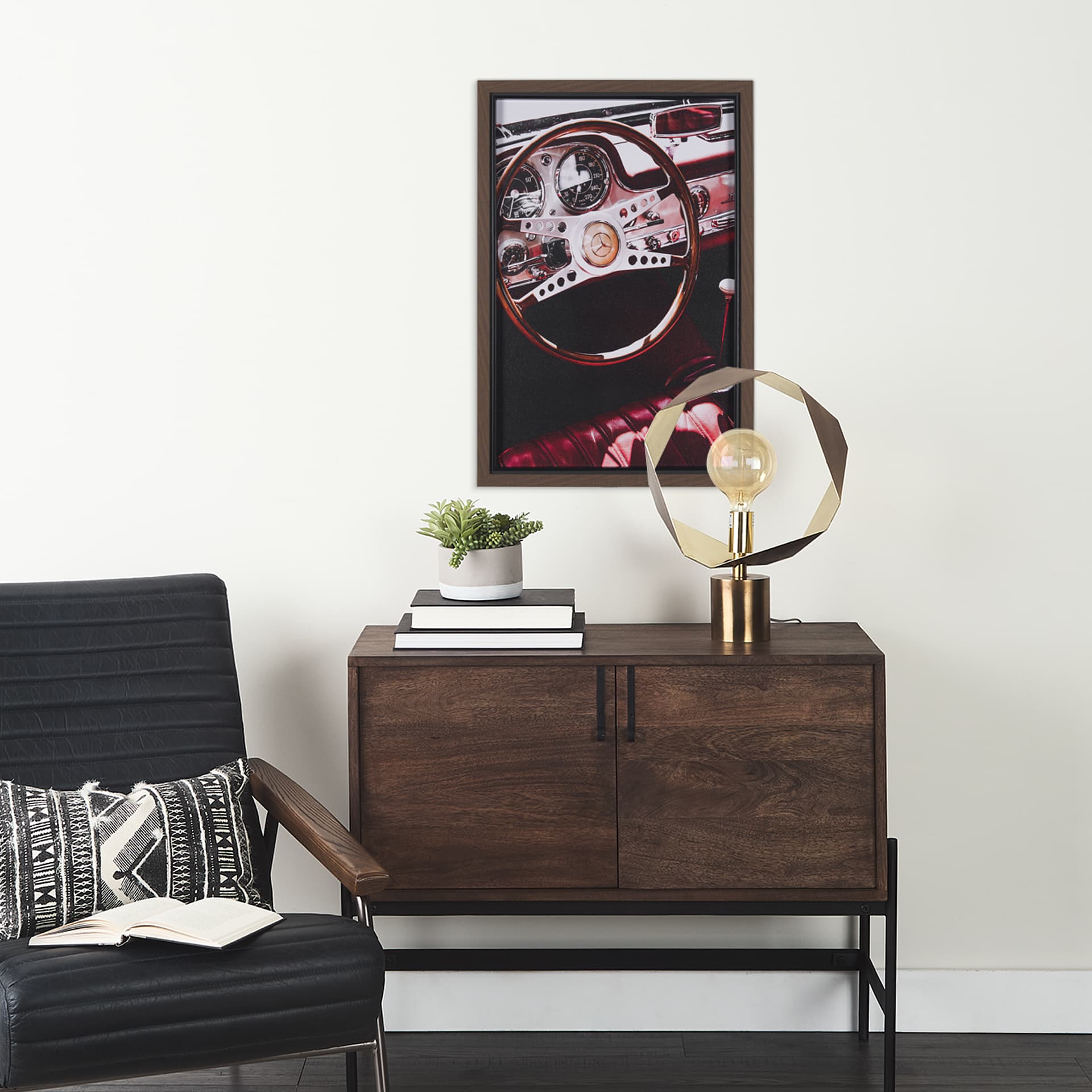 Vintage Car by Magda Izzard a Hand Embellished Framed Photo Art Print — in a styled room