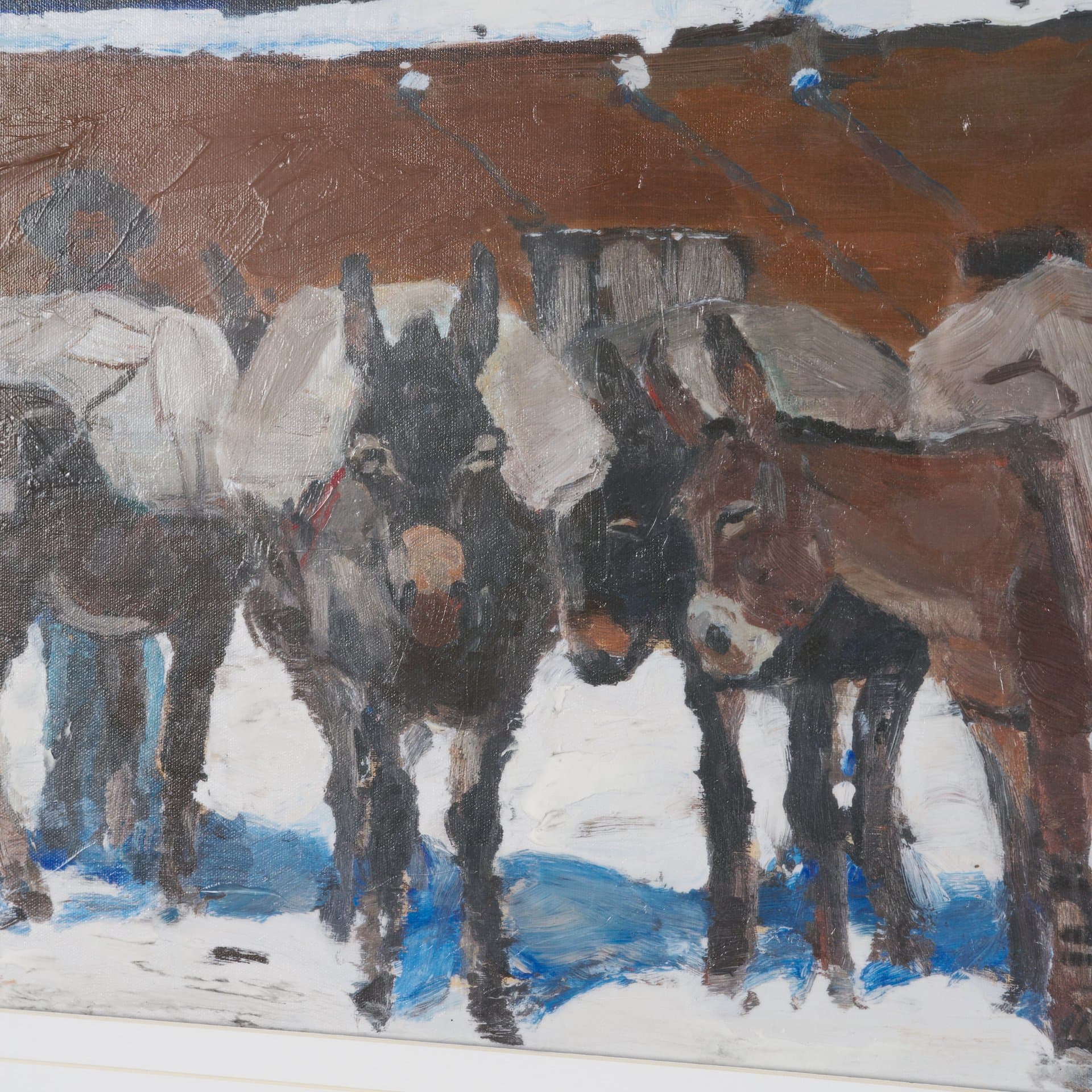 Prospector with Burros by LaVerne Nelson Black Hand-Embellished Framed Artwork Matted under Glass — product photograph