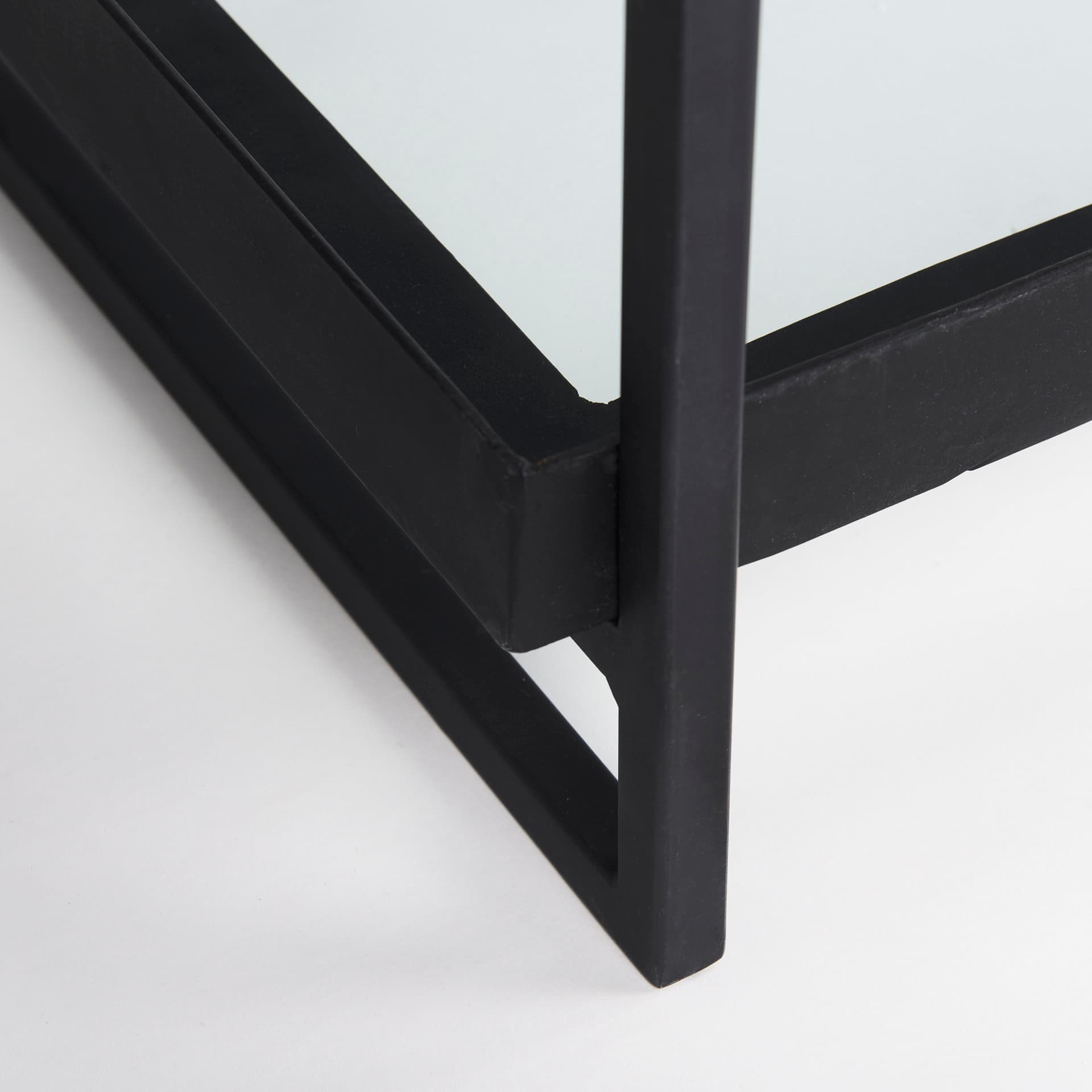 Trey 72.0"L x 16.0"W x 30.0"H Black Metal W/Glass Console Table — product photograph