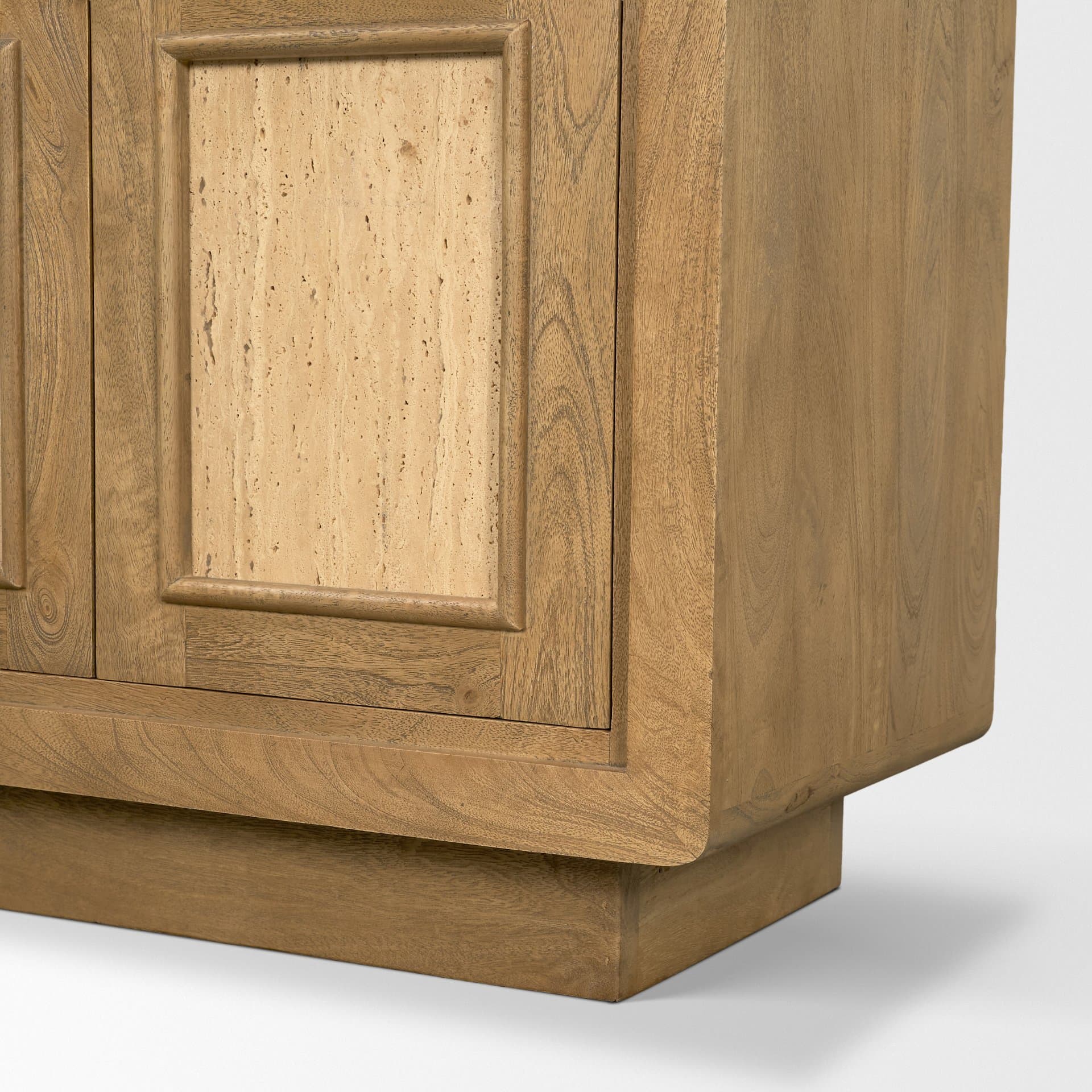 Valterra Light Brown Wood w/ Travertine 6 Door Media Console — product photograph