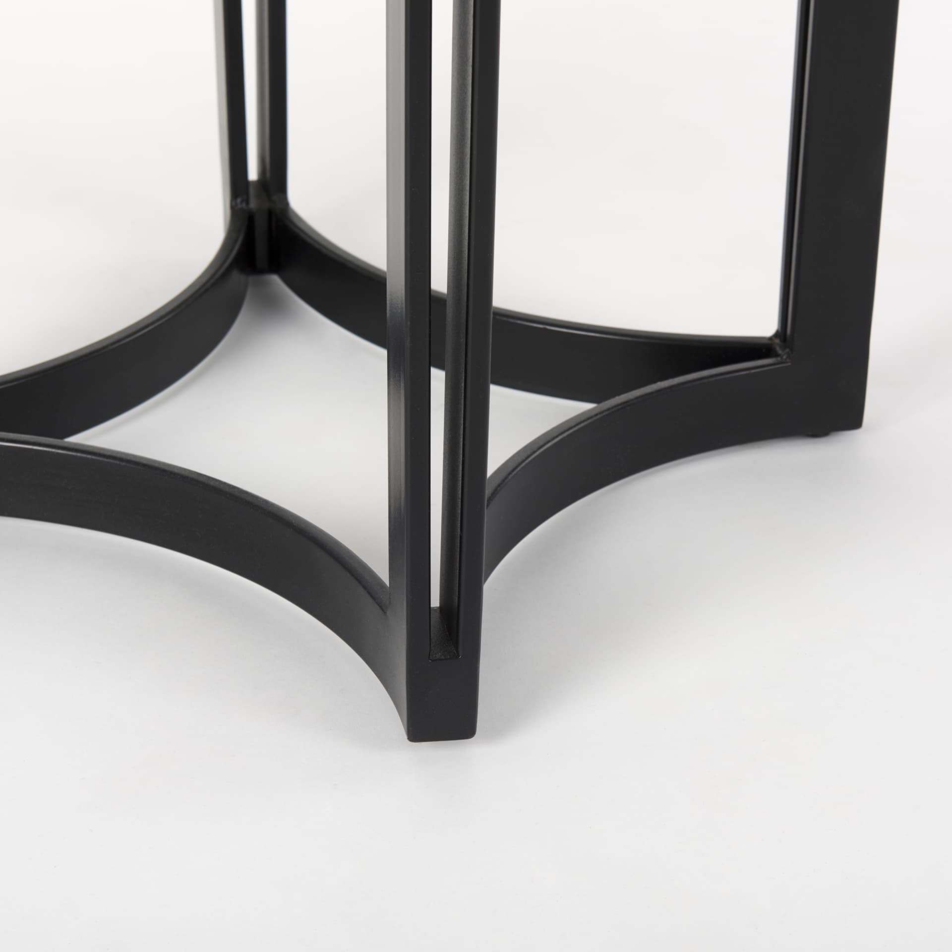 Tanner 32"L x 32"W Pedestal Dining Table | White Marble & Black Metal | Seats 2 — product photograph