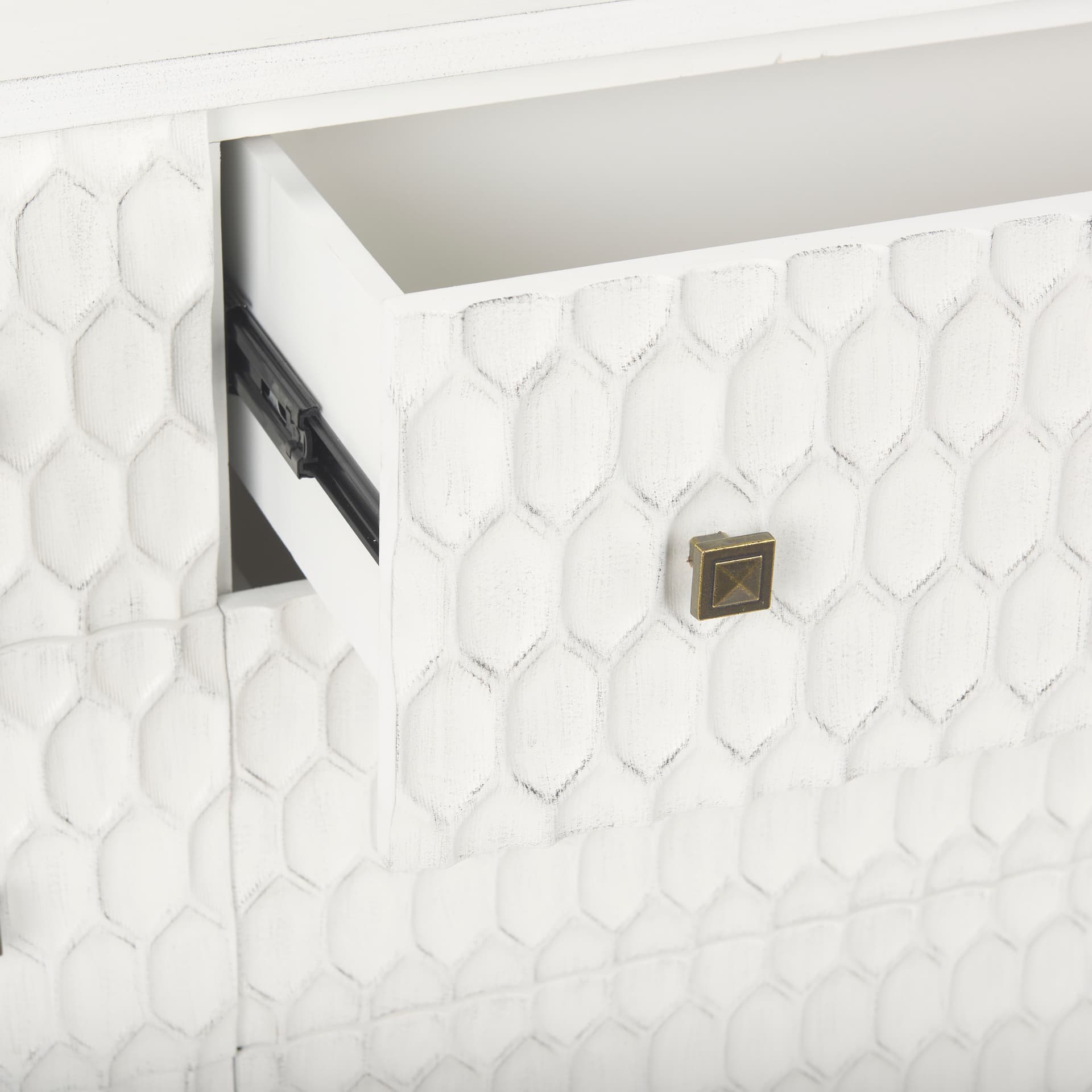 Savannah White Fir Veneer w/ Gold Metal Accents 6-Drawer Sideboard — product photograph