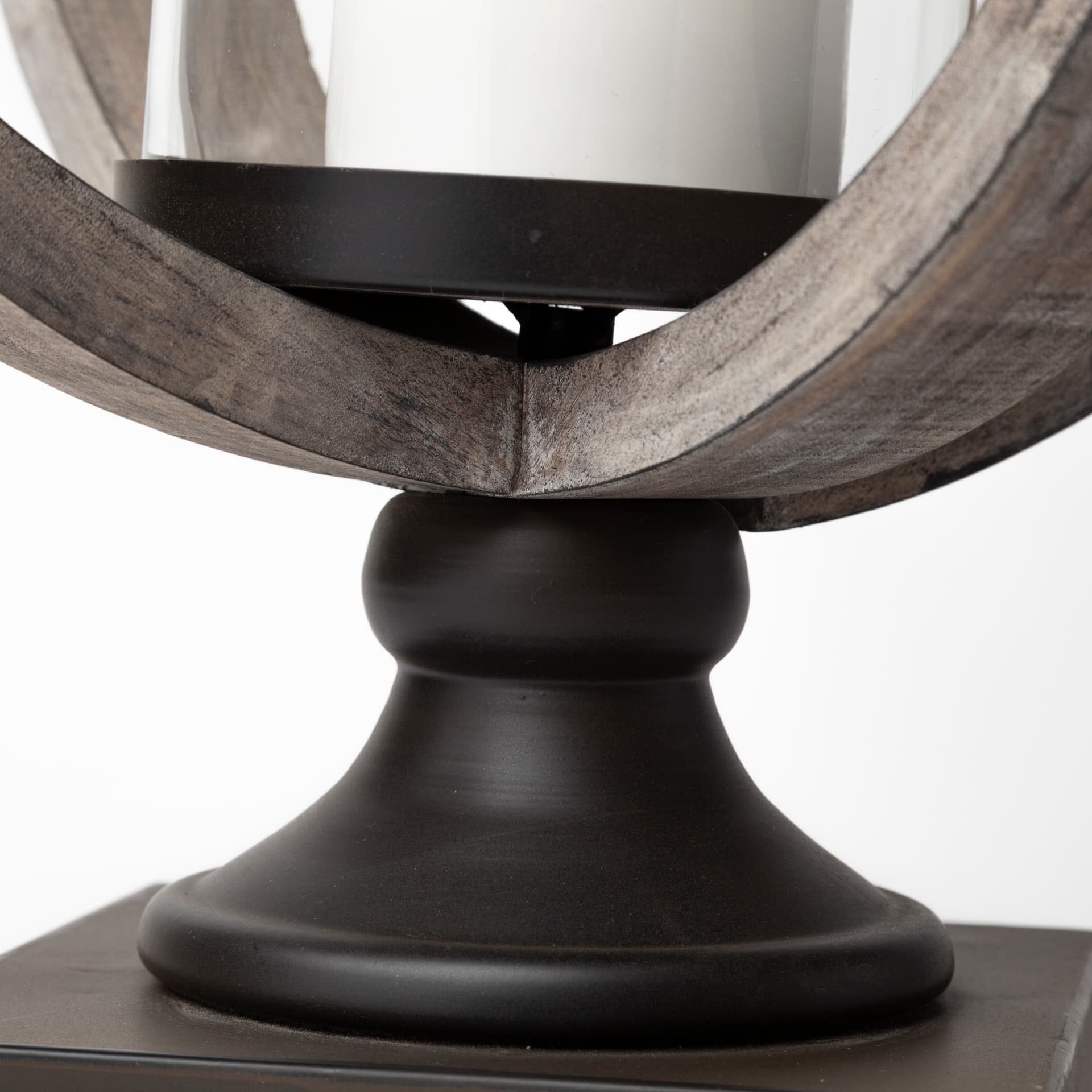 Brillion Large Rustic Wood Metal Table Candle Holder — product photograph