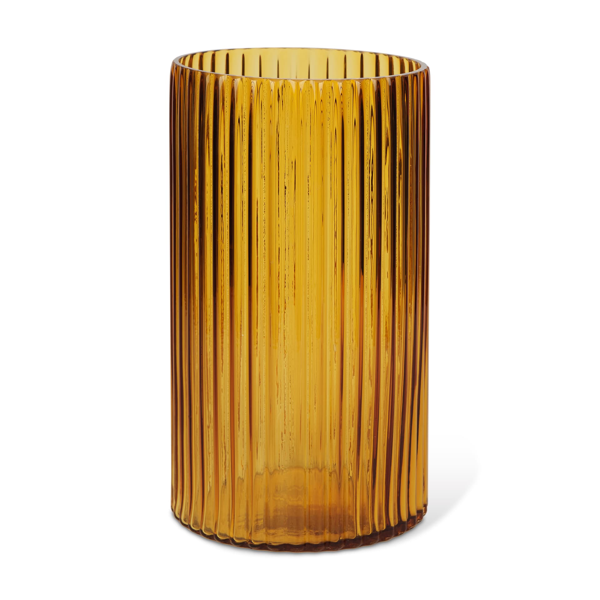 Dawn 11.4" Ribbed Amber Glass Vase — product photograph