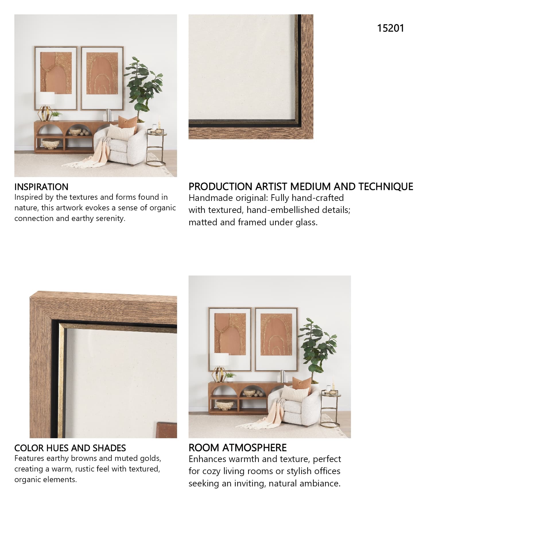 Terracotta Arches I by Studio M a handmade Original Framed 3D Textured Artwork under Glass — in a styled room