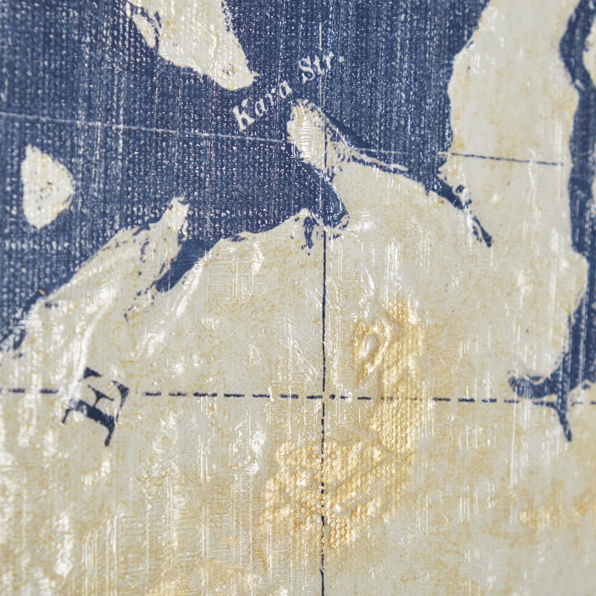Blueprint World Map by Sue Schlabach a Hand Embellished Textured Framed Art Print Matted under Glass — product photograph