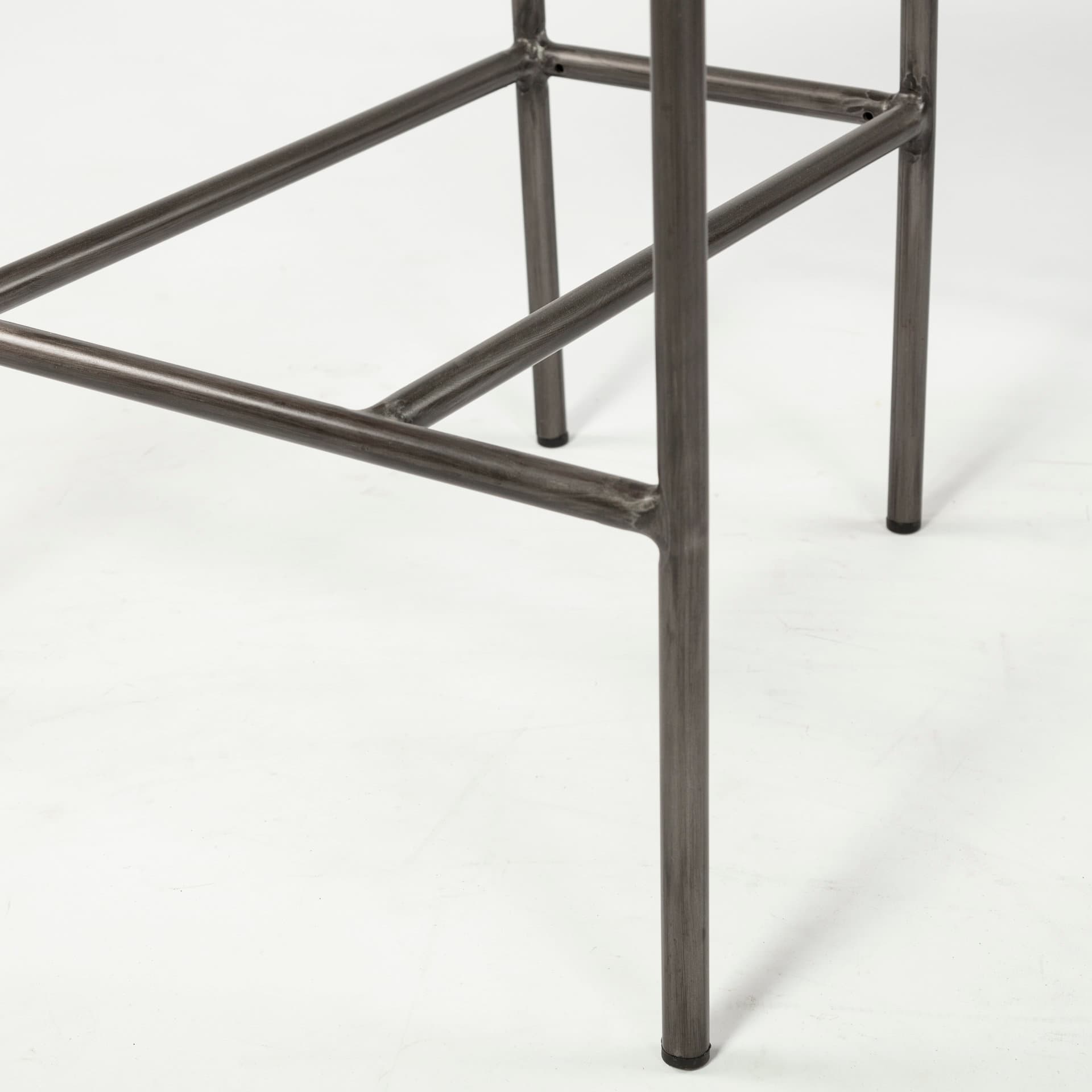 Parker Backless 36in Seat Counter Stool | Beige Fabric w/ Grey Metal — product photograph