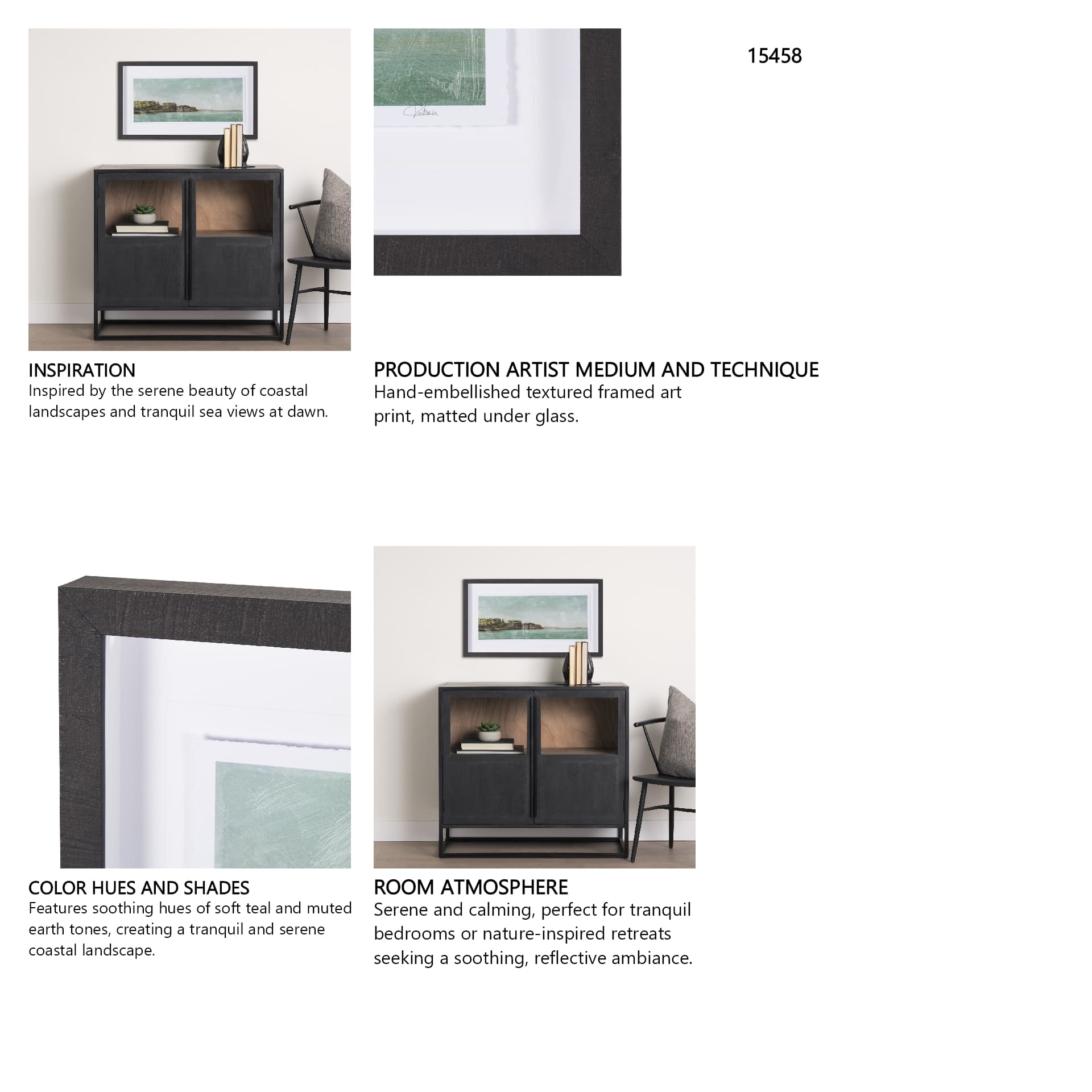 Coastal Destination by Mercana Studio a Hand Embellished Framed Art Print Matted under Glass — in a styled room