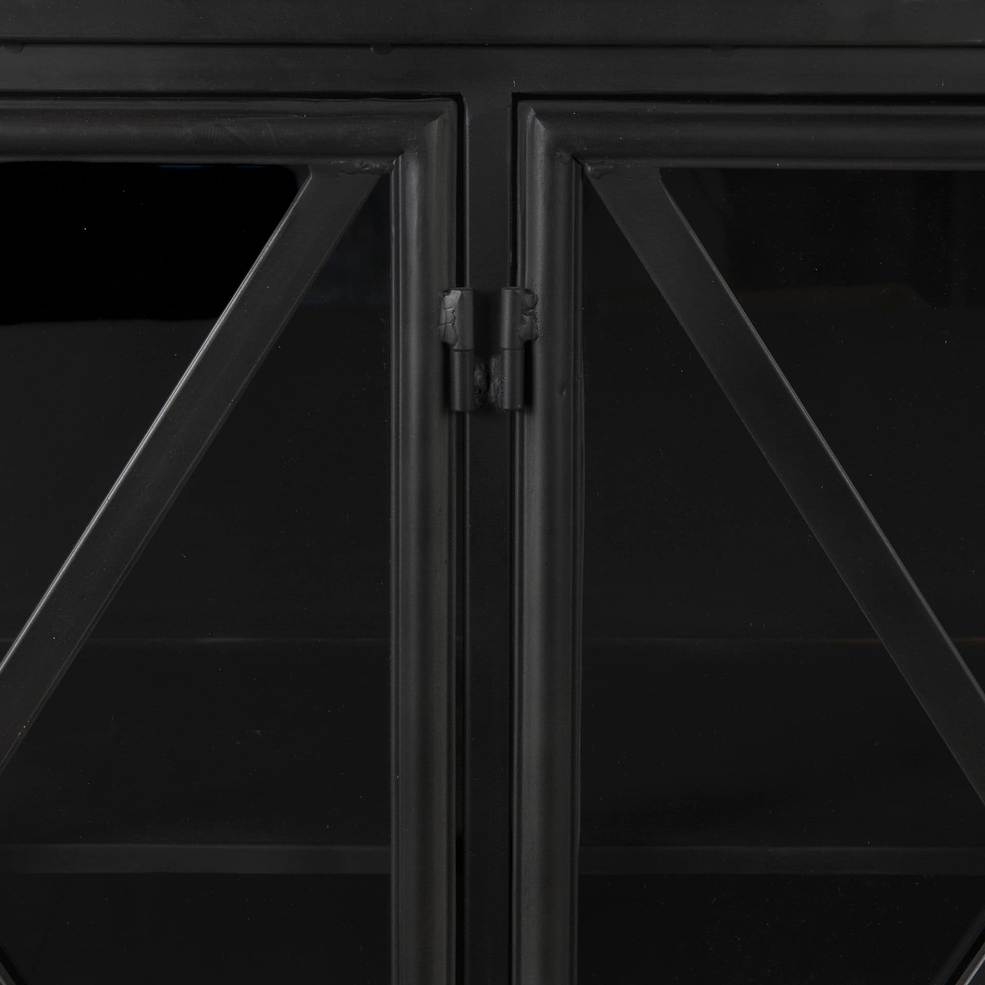 Poppy I 79x16 Black Metal With Glass Door Sideboard — product photograph