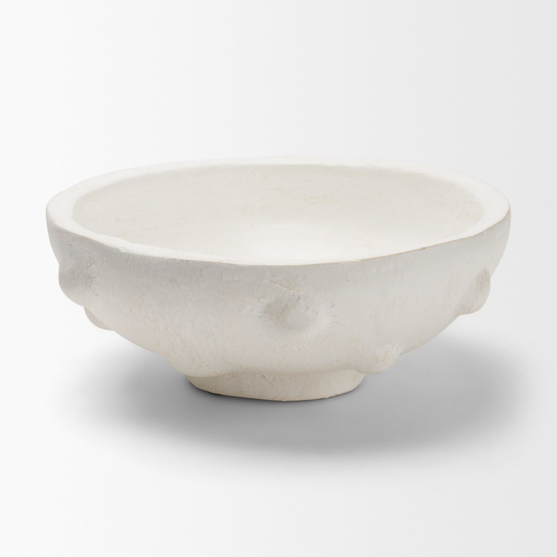 Punto Small White Paper Mache Dotted Centerpiece Bowl — product photograph