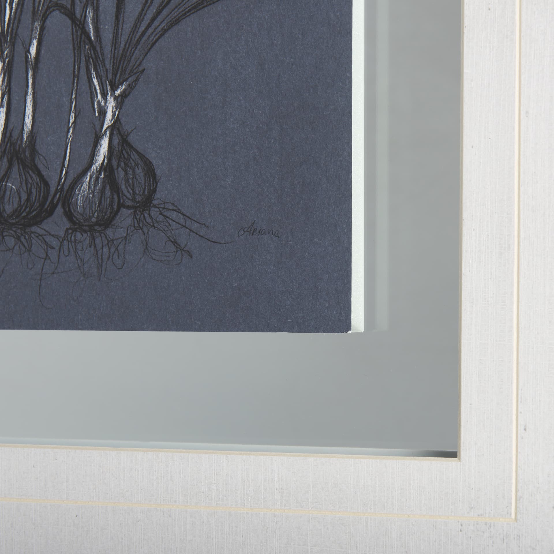 Botanical sketches V (Blue) by Mercana Studio Hand Embellished Framed Art Print Matted under Glass — product photograph