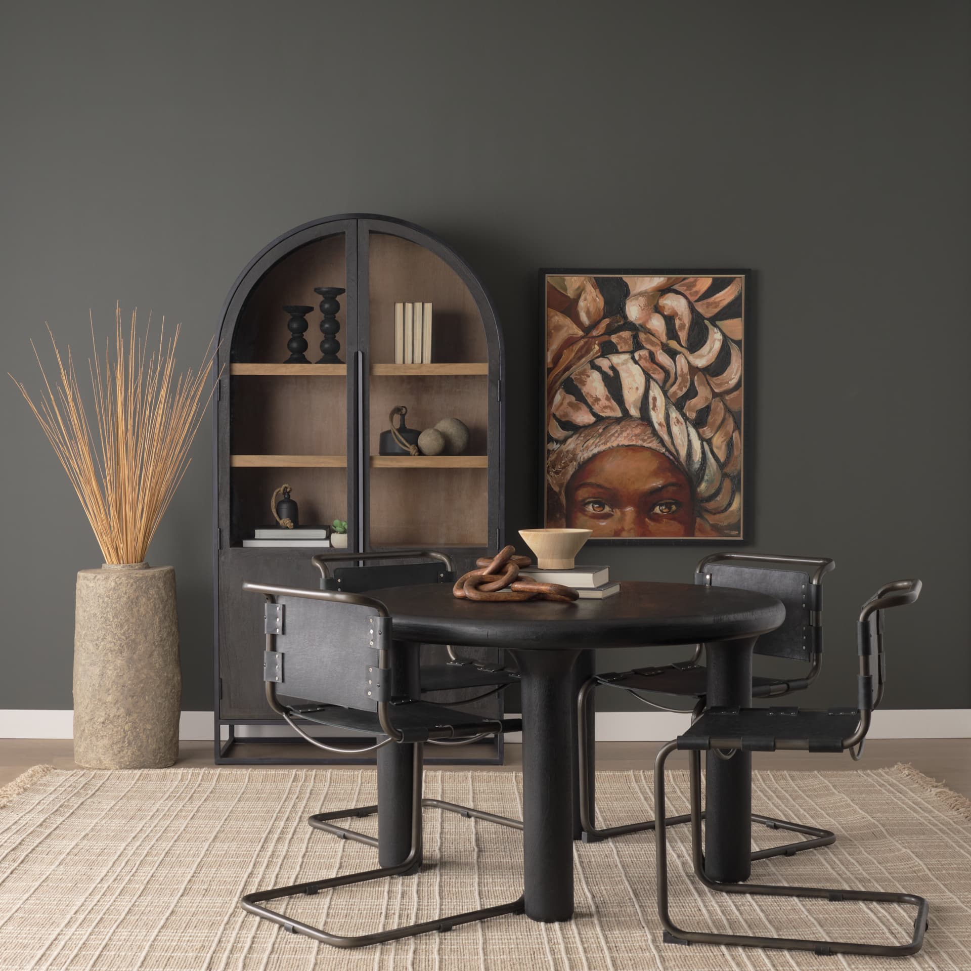 Soma 48" Round Dining Table | Modern | Black Wood | Seats 4 — product photograph