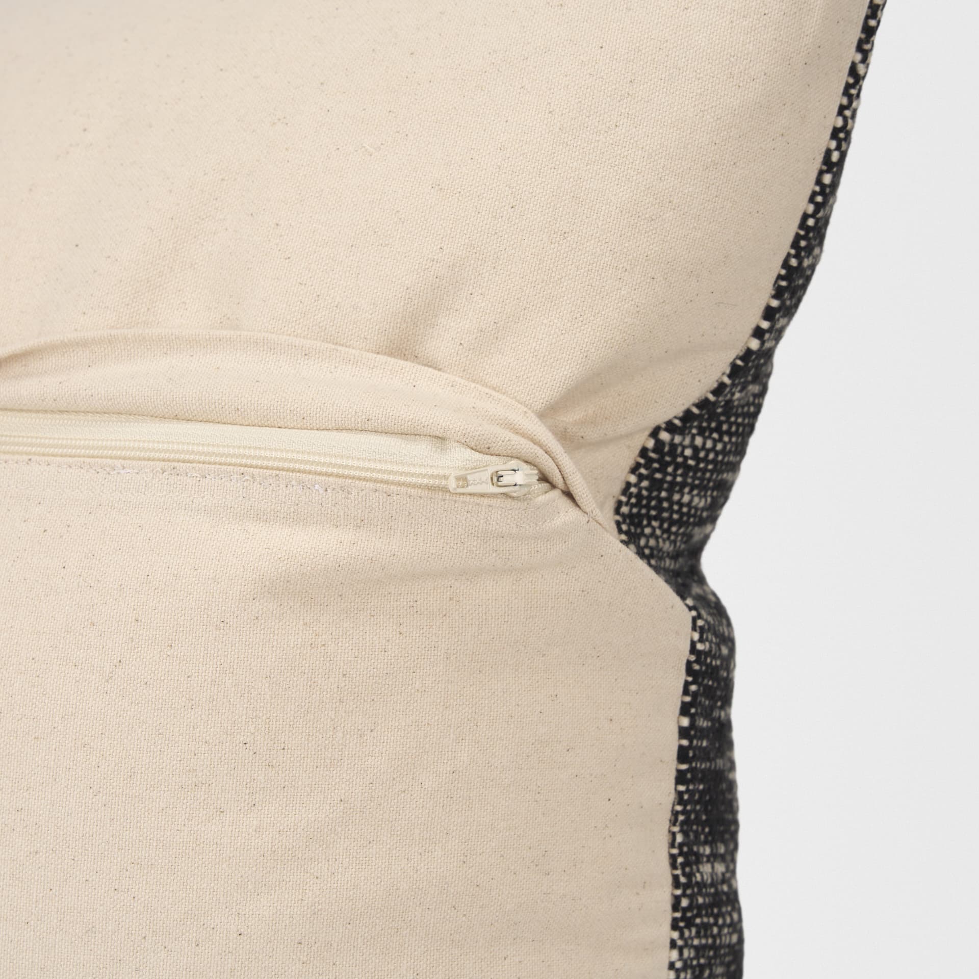 Jalia 14x26 Cream/Black Cotton Decorative Lumbar Pillow Cover w/Down Filler — product photograph