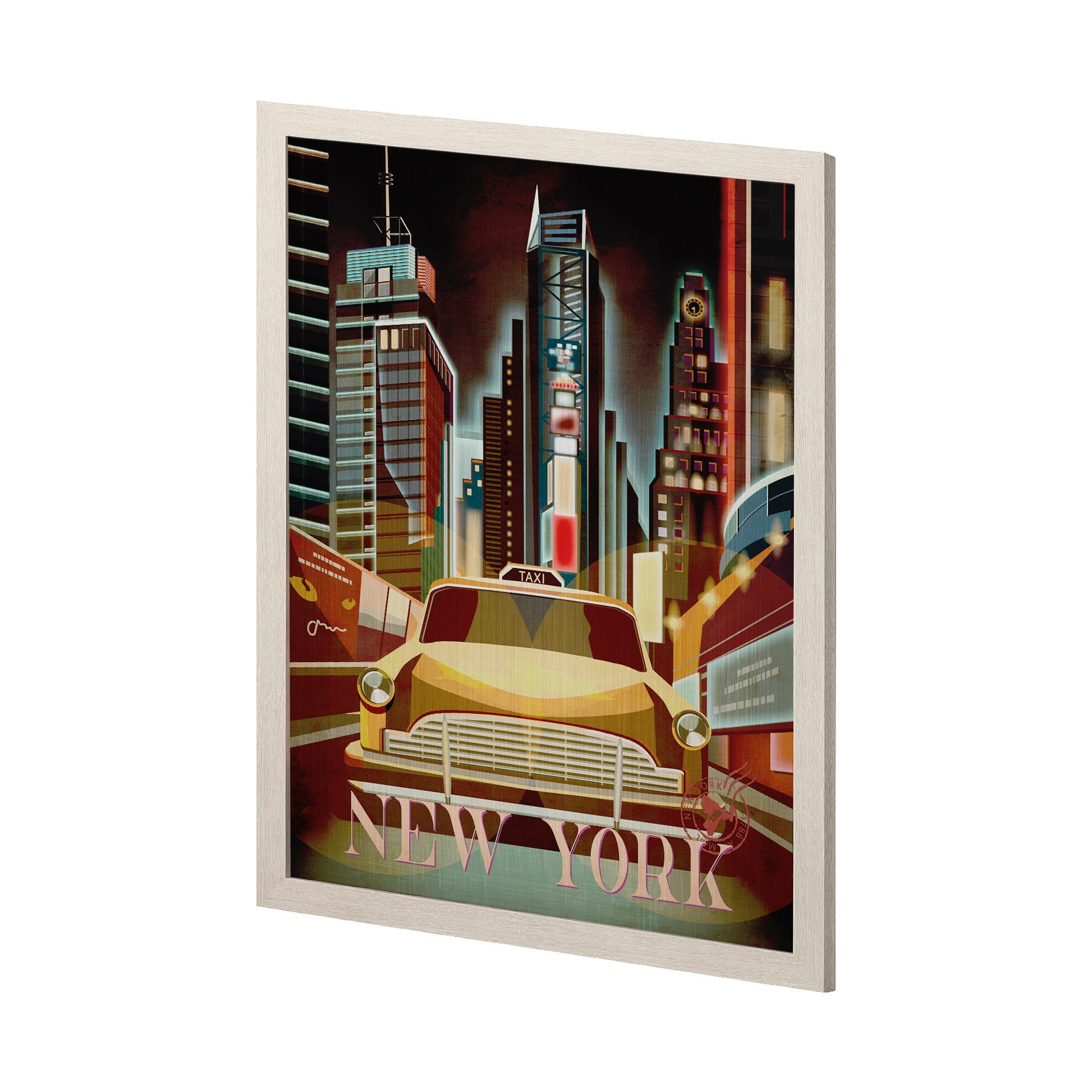 New York Go USA (L) by Mercana Studio a Hand Embellished Decograph Framed Art Print — product photograph