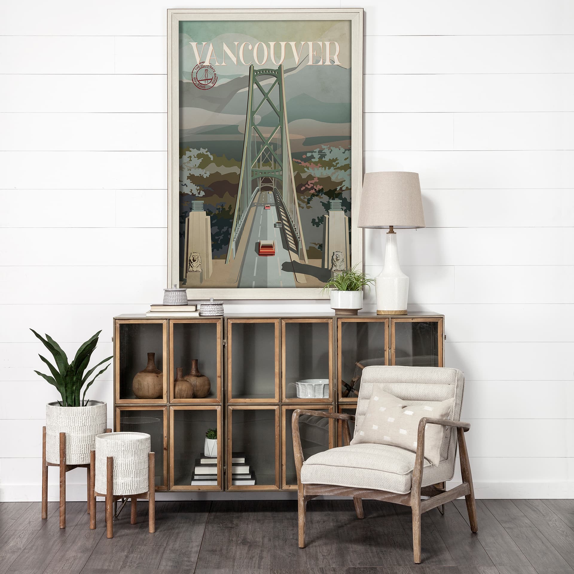 Vancouver Go Canada (XL) by Mercana Studio a Hand Embellished Decograph Framed Art Print under Glass — in a styled room