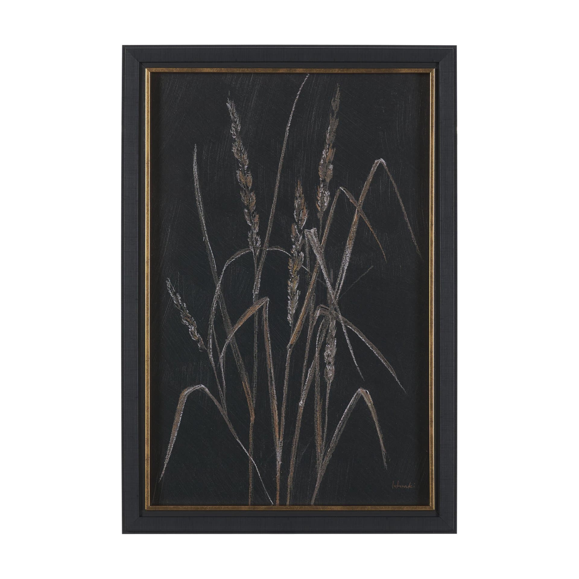 Golden Grasses IV by Mercana Studio Hand Embelished Textured Framed Artwork Matted — product photograph