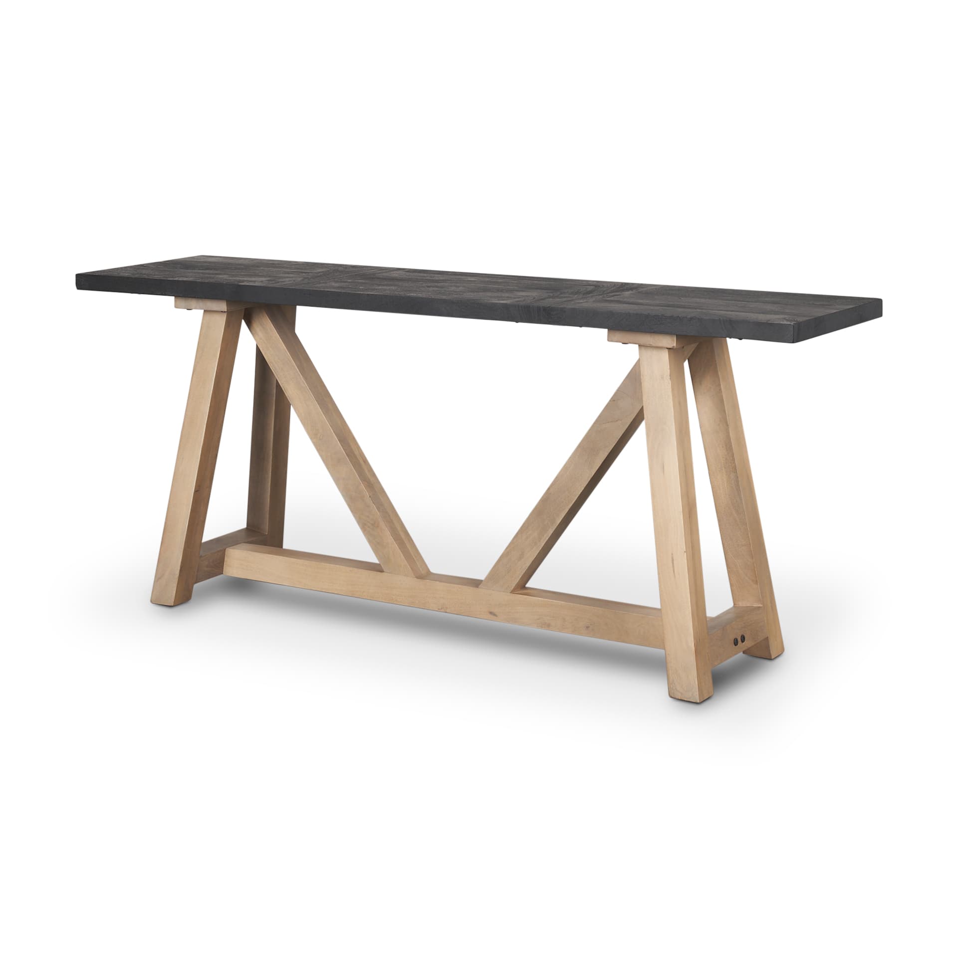 Rialto Two-Toned Black and Brown Wood Angular Leg Console Table — product photograph