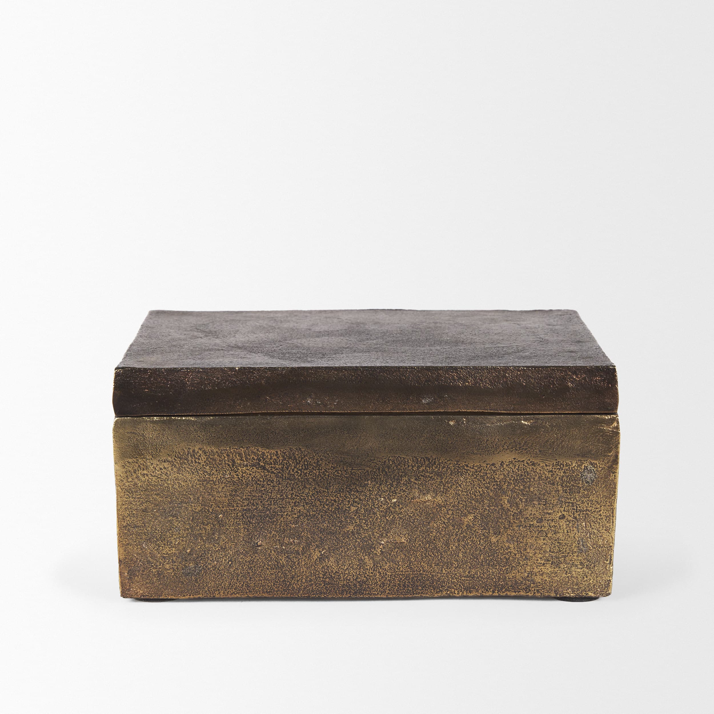 Porschia Large Antiqued Gold Metal Decorative Box — product photograph