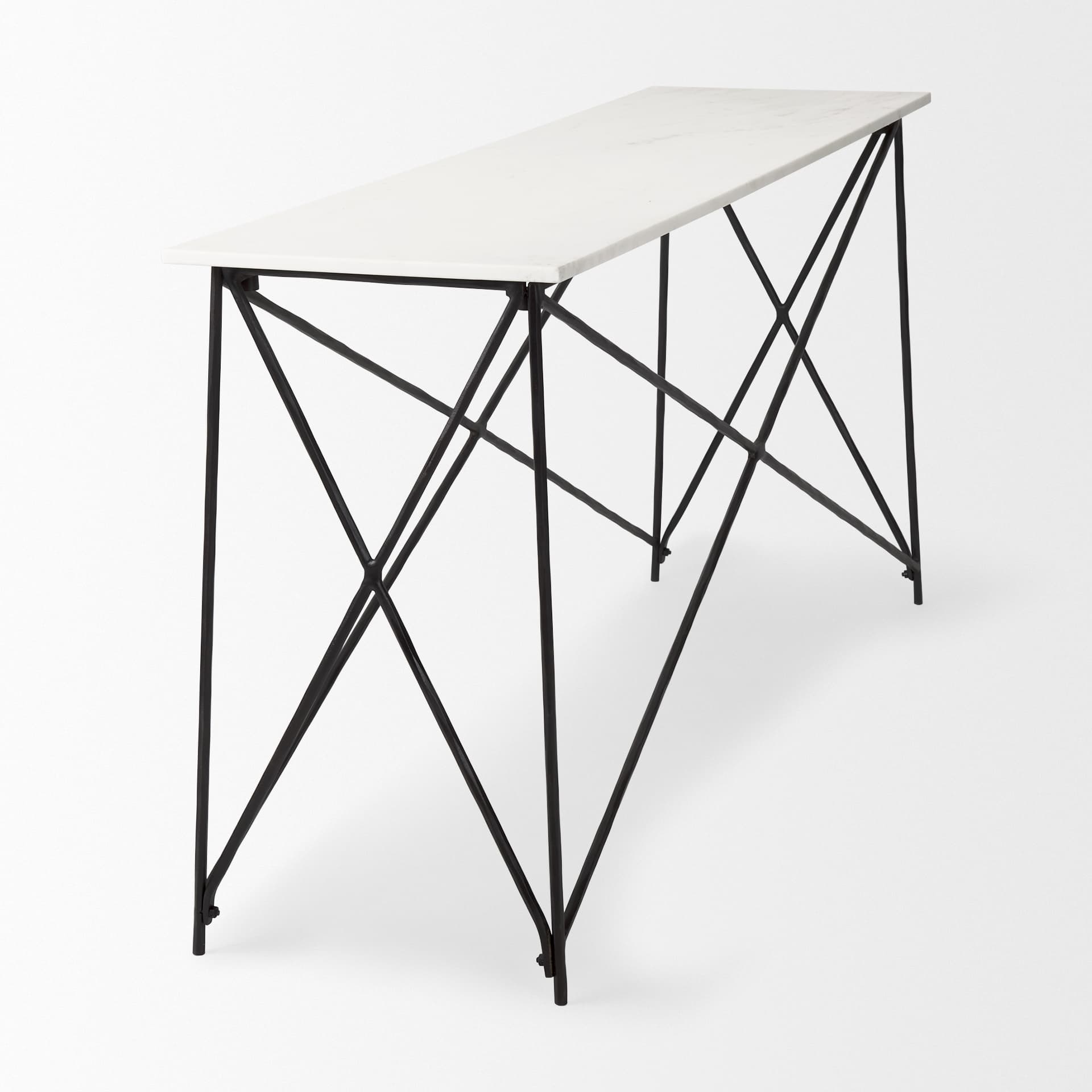 Lorlei Marble Top w/ Gray Iron Base Console Table — product photograph