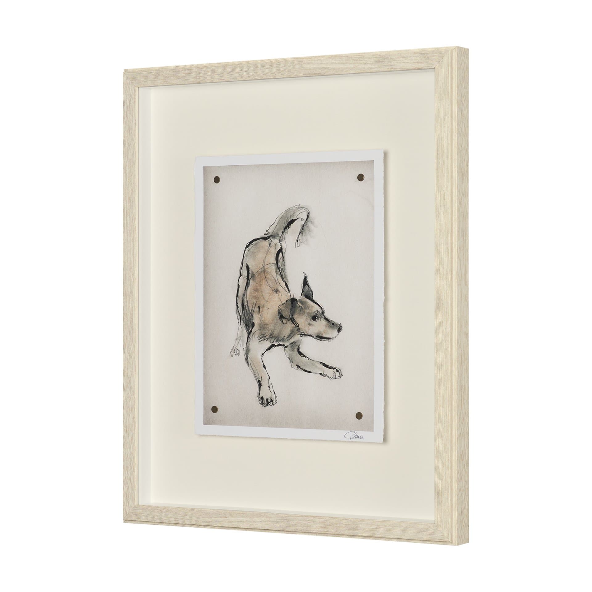 Playful Pup I by Mercana Studio Hand Embelished Framed Artwork Matted under Glass — product photograph