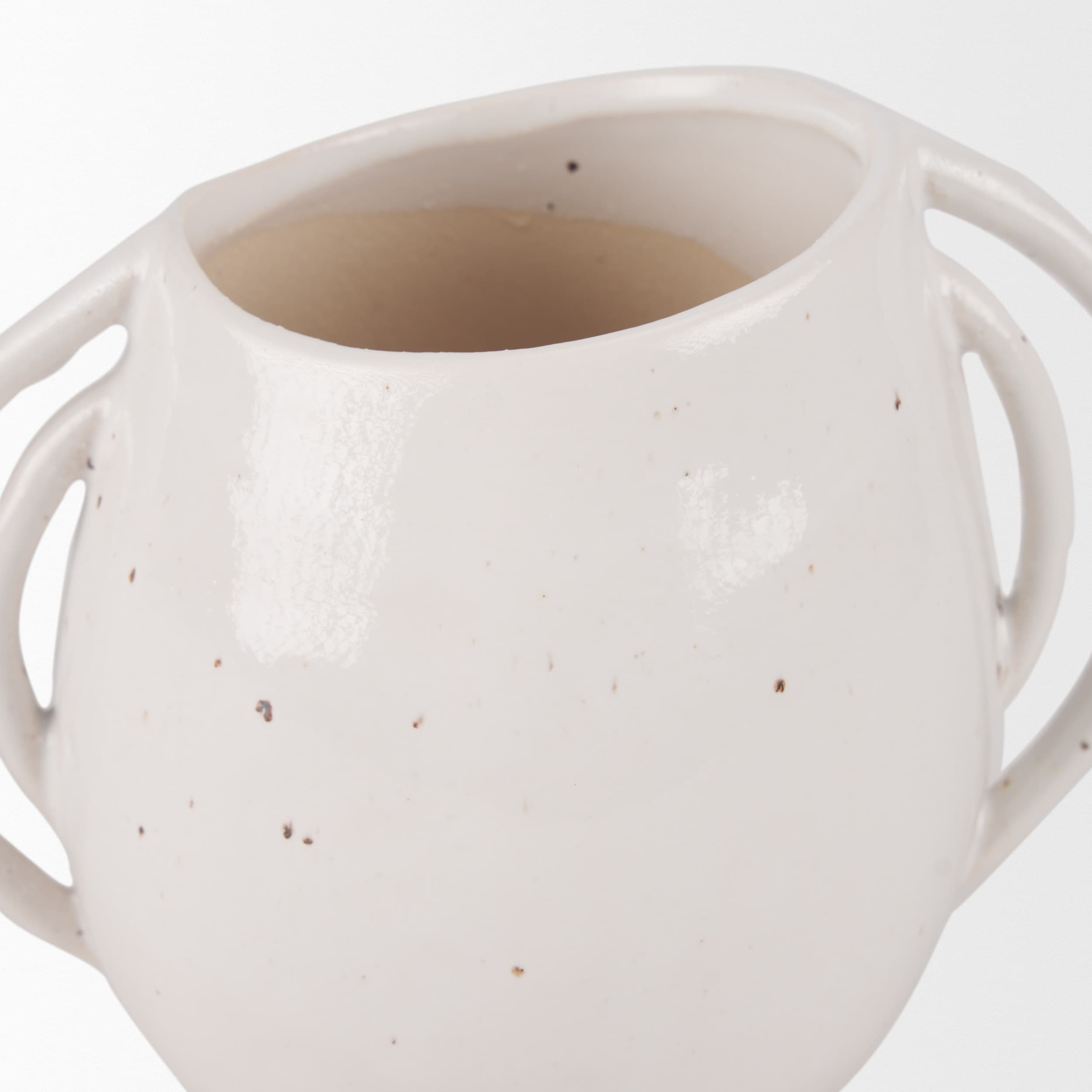 Urvi Short Off White Speckled Asymmetrical Ceramic Vase — product photograph