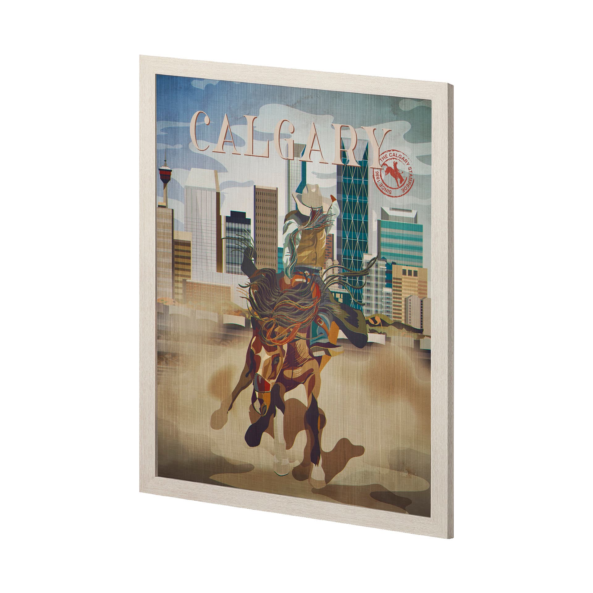 Calgary Go Canada (L) by Mercana Studio a Hand Embellished Decograph Framed Art Print — product photograph