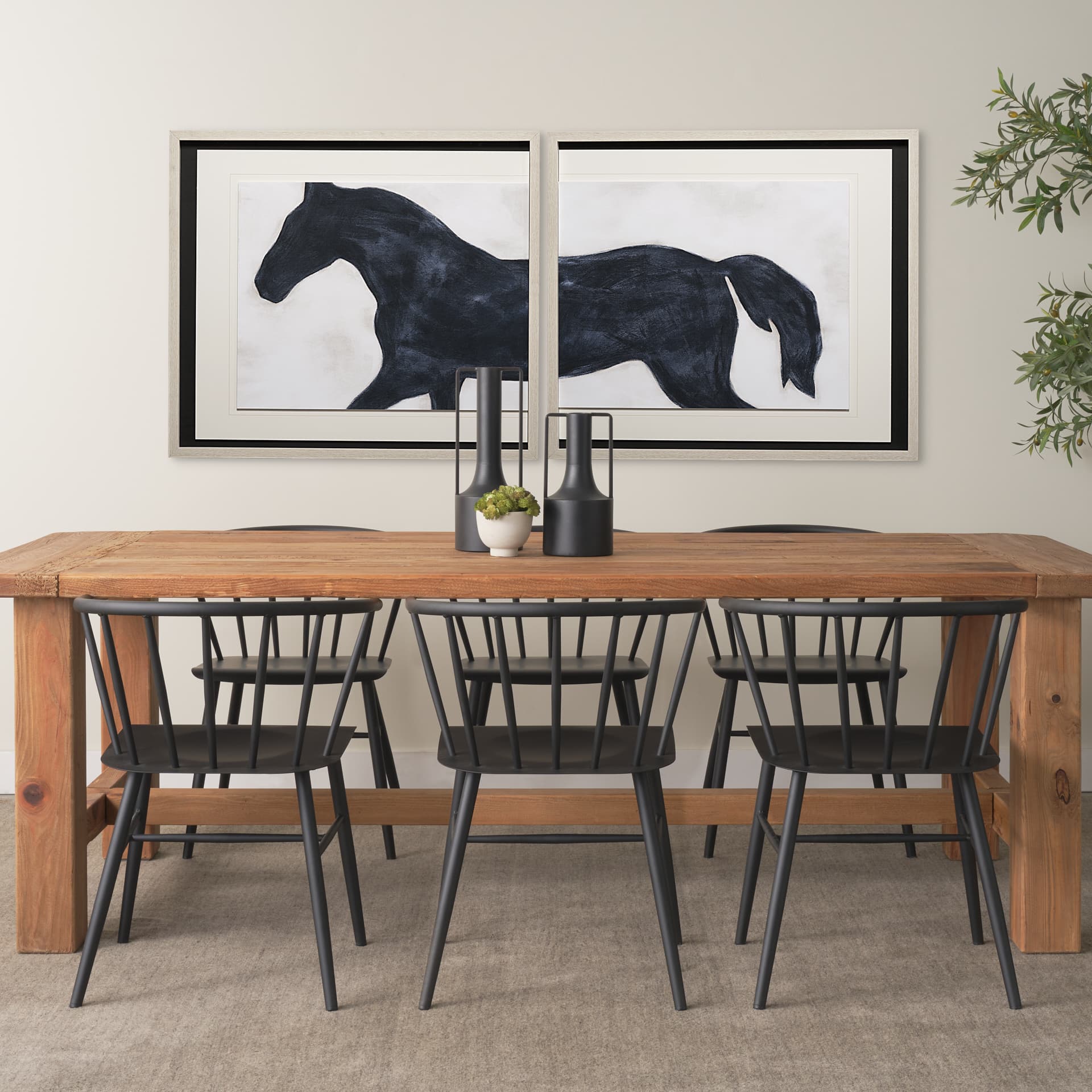 Equestrian Beauties-Halt by Kristine Hegre a Framed Art Print Matted under Glass — in a styled room