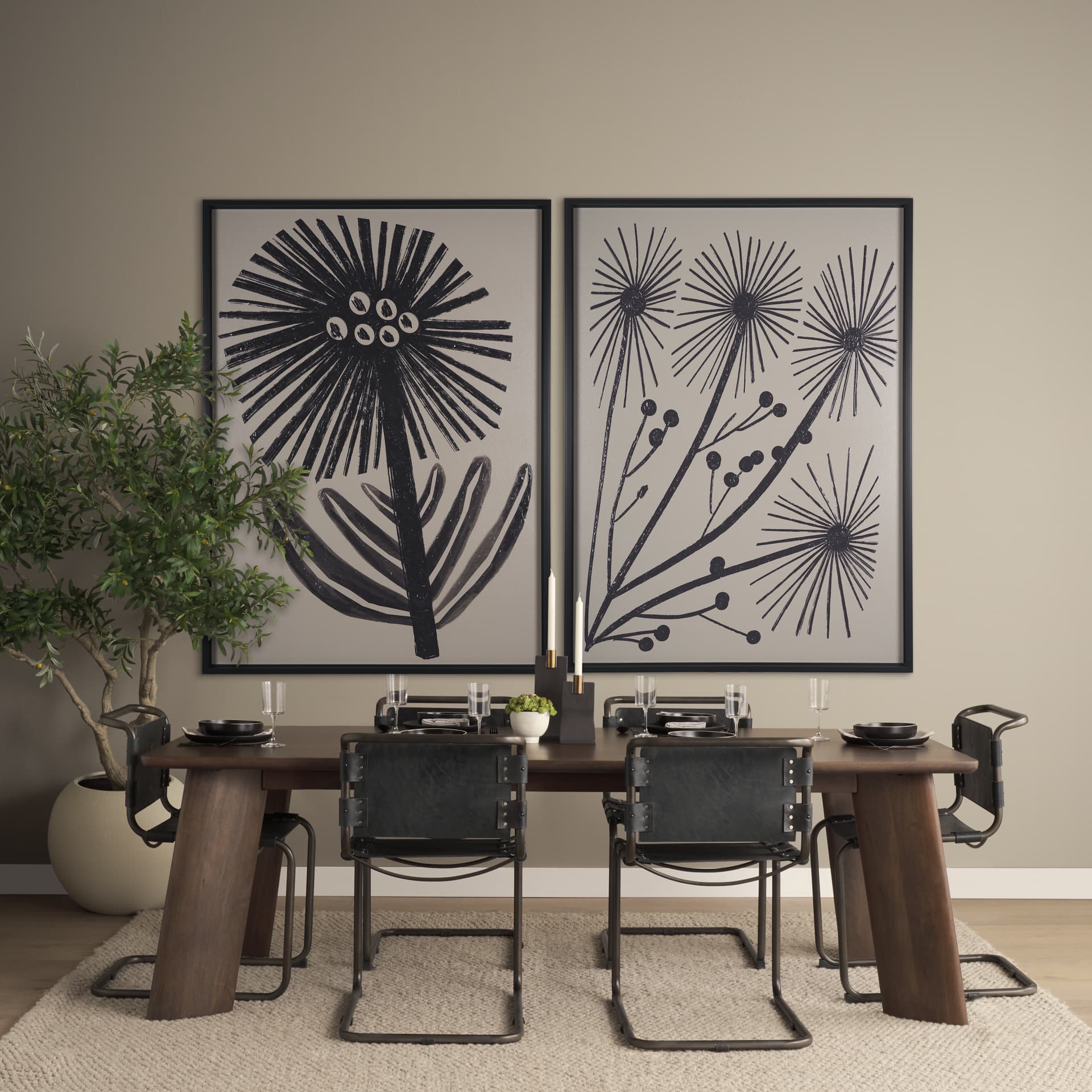 Simple Floral-Grow by Mercana Studio a Hand Embellished Textured Framed Art Print — product photograph
