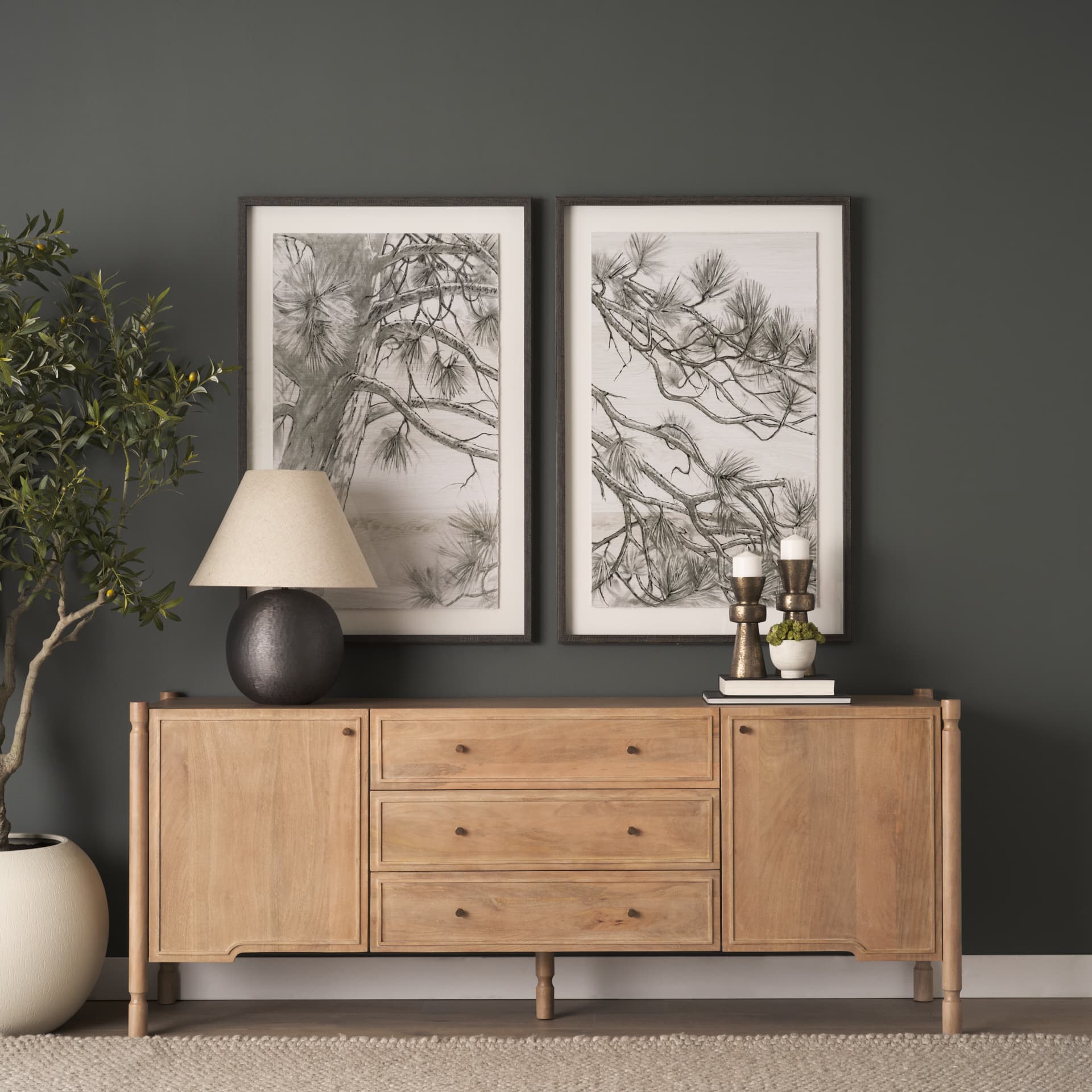 Phil Light Brown Wood 2 Door 3 Drawer Closed Sideboard — product photograph