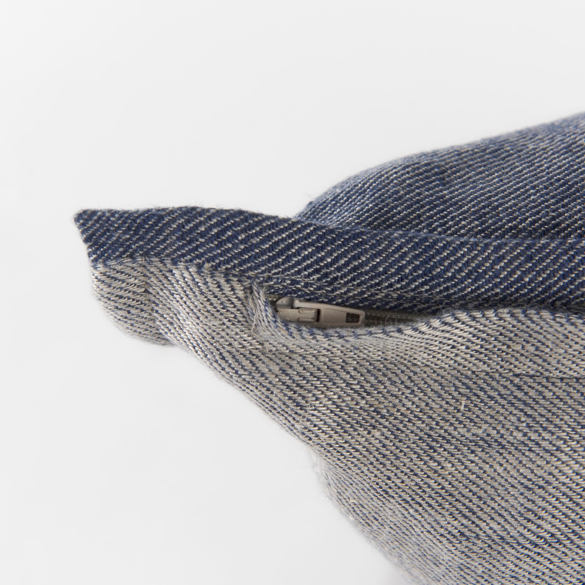 Aubrielle 20x20 Gray and Blue Fabric Color Blocked Pillow Cover — product photograph