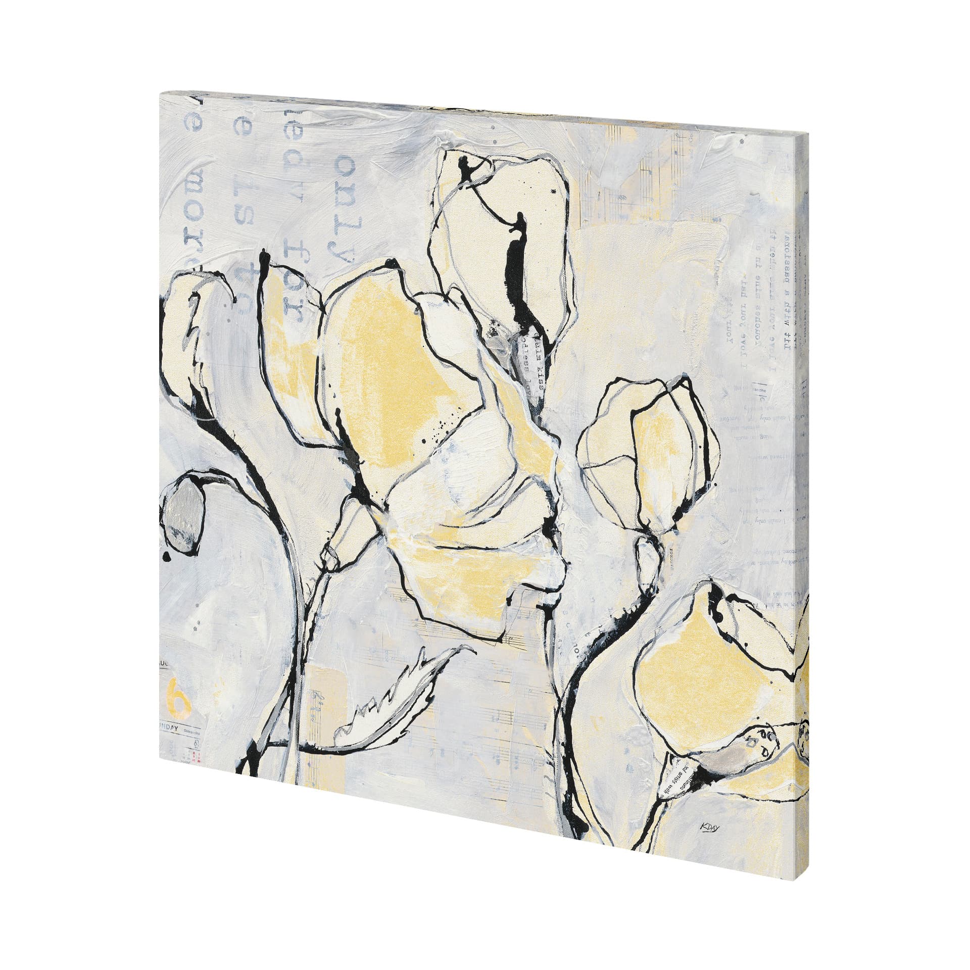 Again II with Yellow by Mercana Studio a Hand Embellished Textured Canvas — product photograph