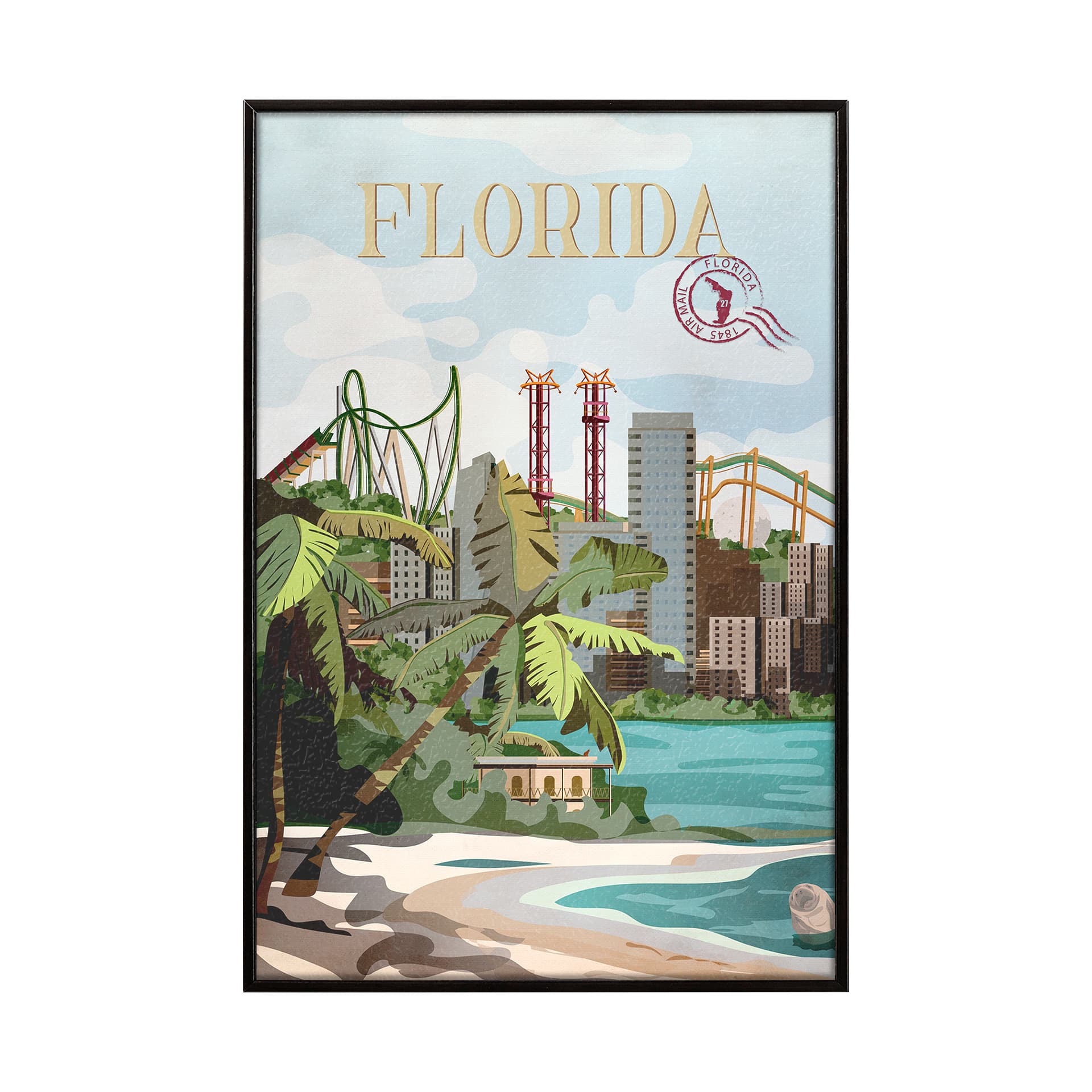 Florida Go USA (SM) by Mercana Studio a Hand Embellished Decograph Framed Art Print — product photograph