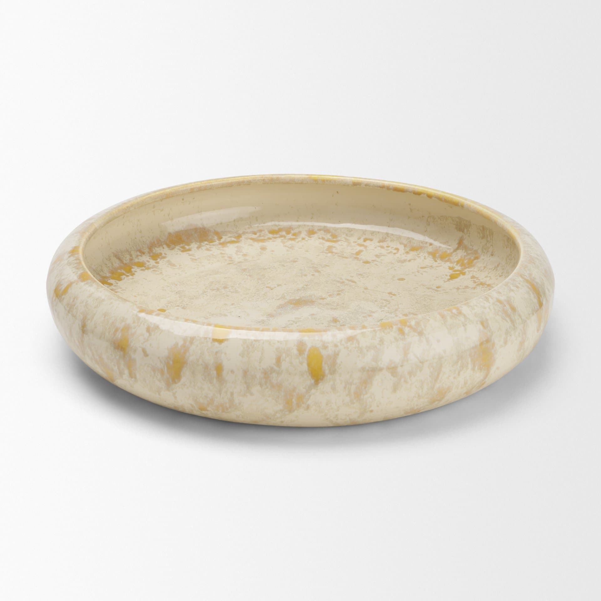 Ophelia Cream and Beige Glazed Terracotta Decorative Bowl — product photograph