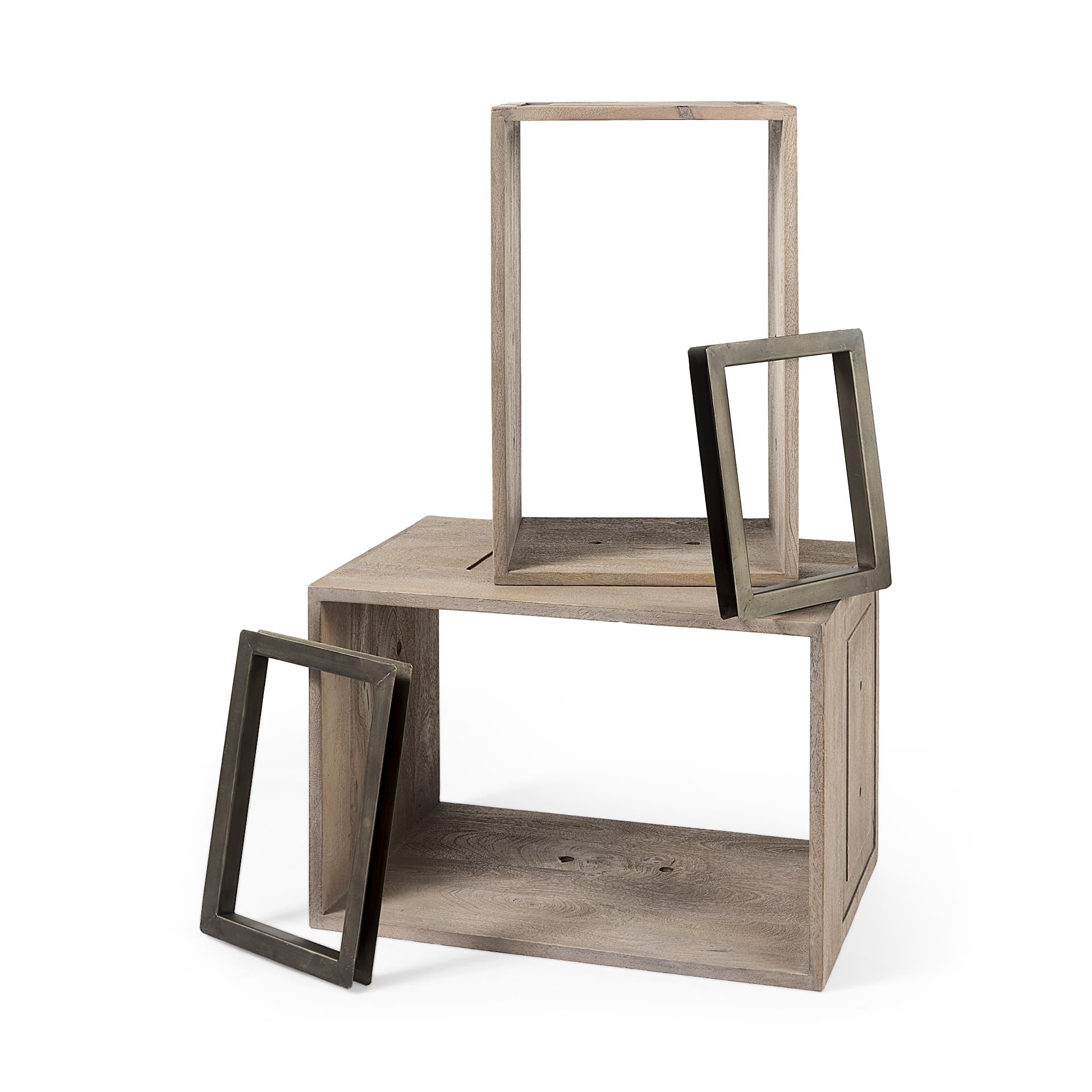 Simul (Set of 2) Light Brown Wood Modular Shelving Unit — product photograph