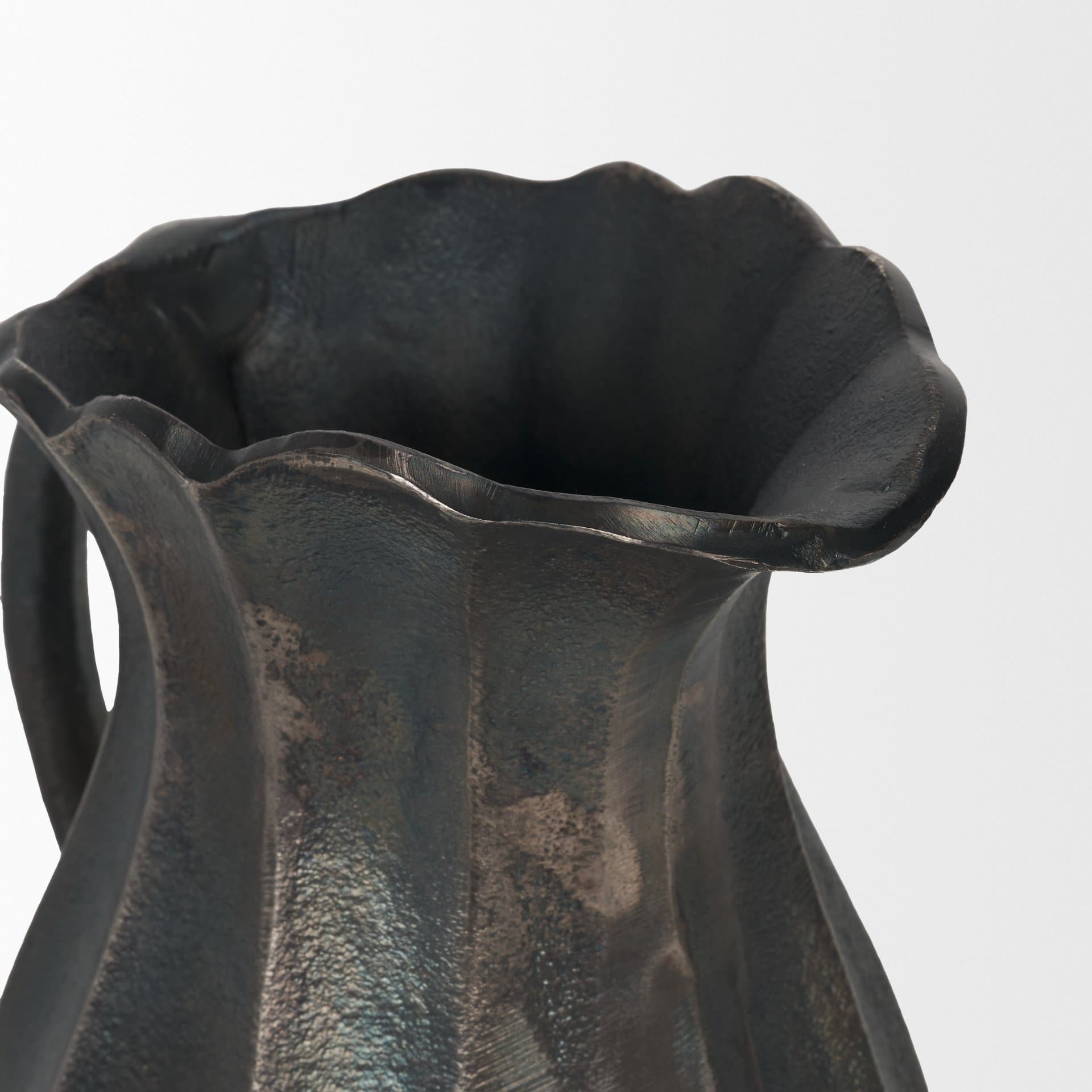 Anya Matte Black Scalloped Petal Cast Metal Jug — product photograph