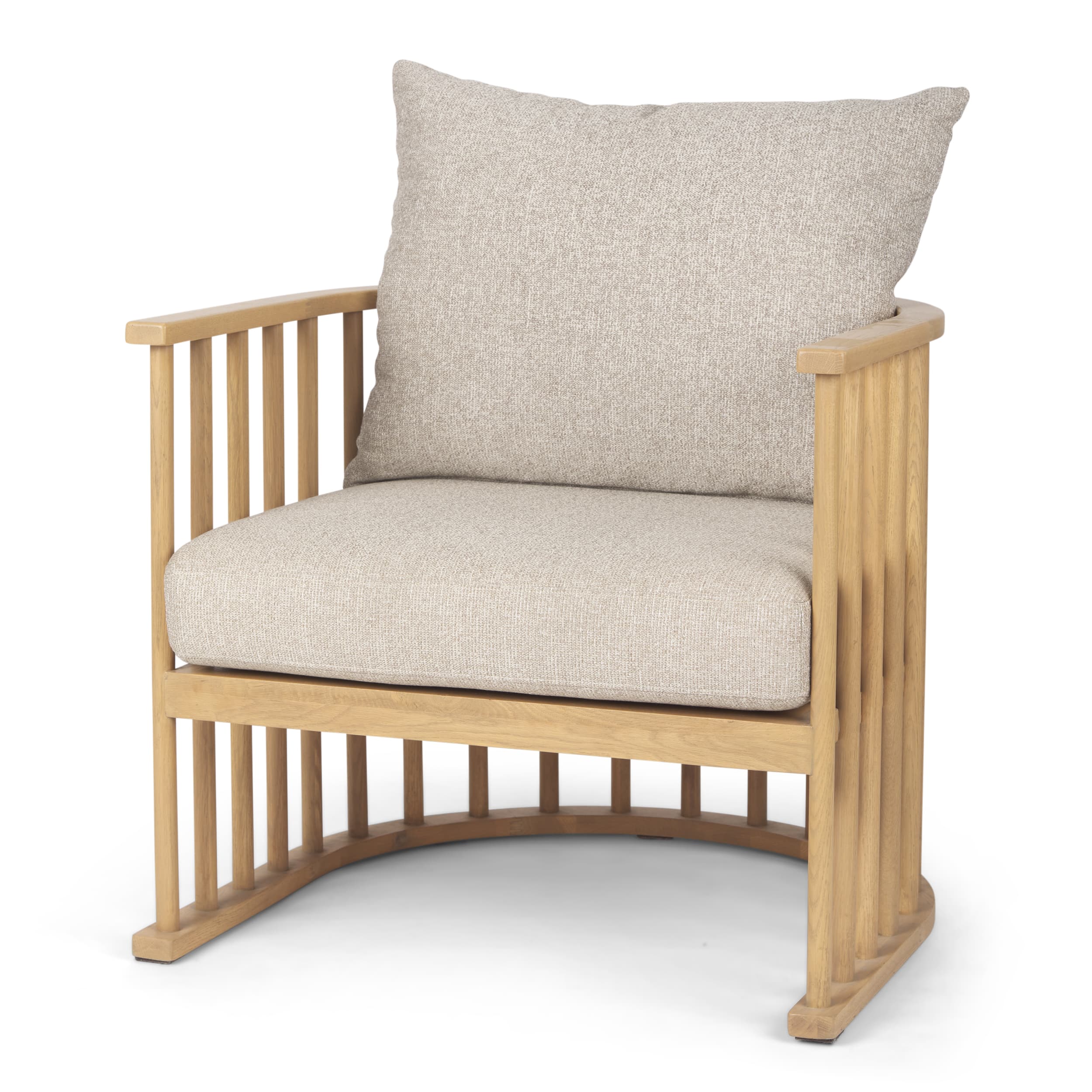 Kopari Beige Fabric W/Light Brown Wood Accent Chair — product photograph
