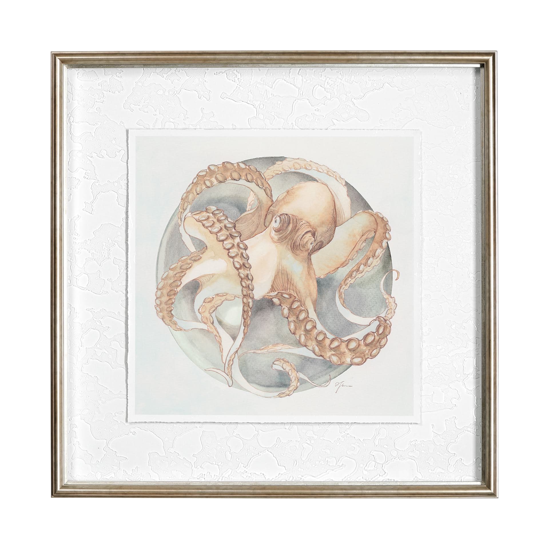 Who Stole My Precious II Peach by Fiona H Hand Embellished Textured Framed Print Matted under Glass — product photograph