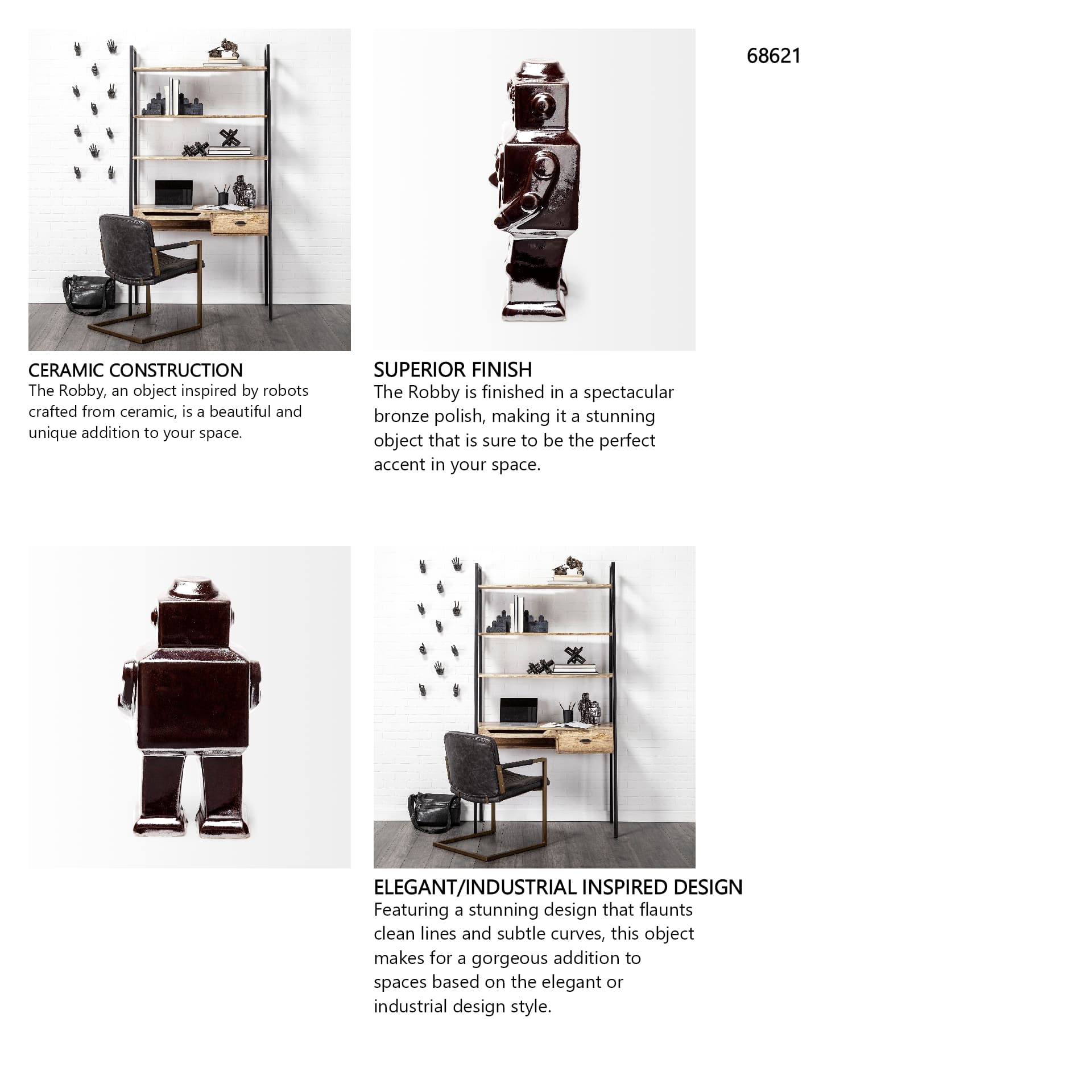Robby 4L x 3W Bronze Polished Robot — in a styled room