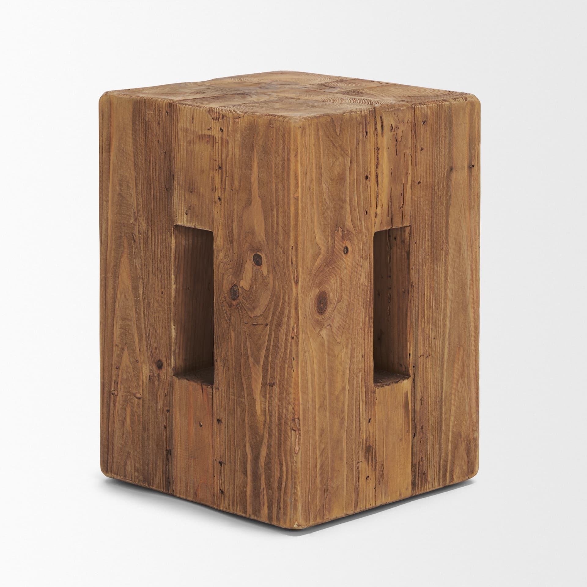 Waylen Natural Wood Block Accent Stool — product photograph