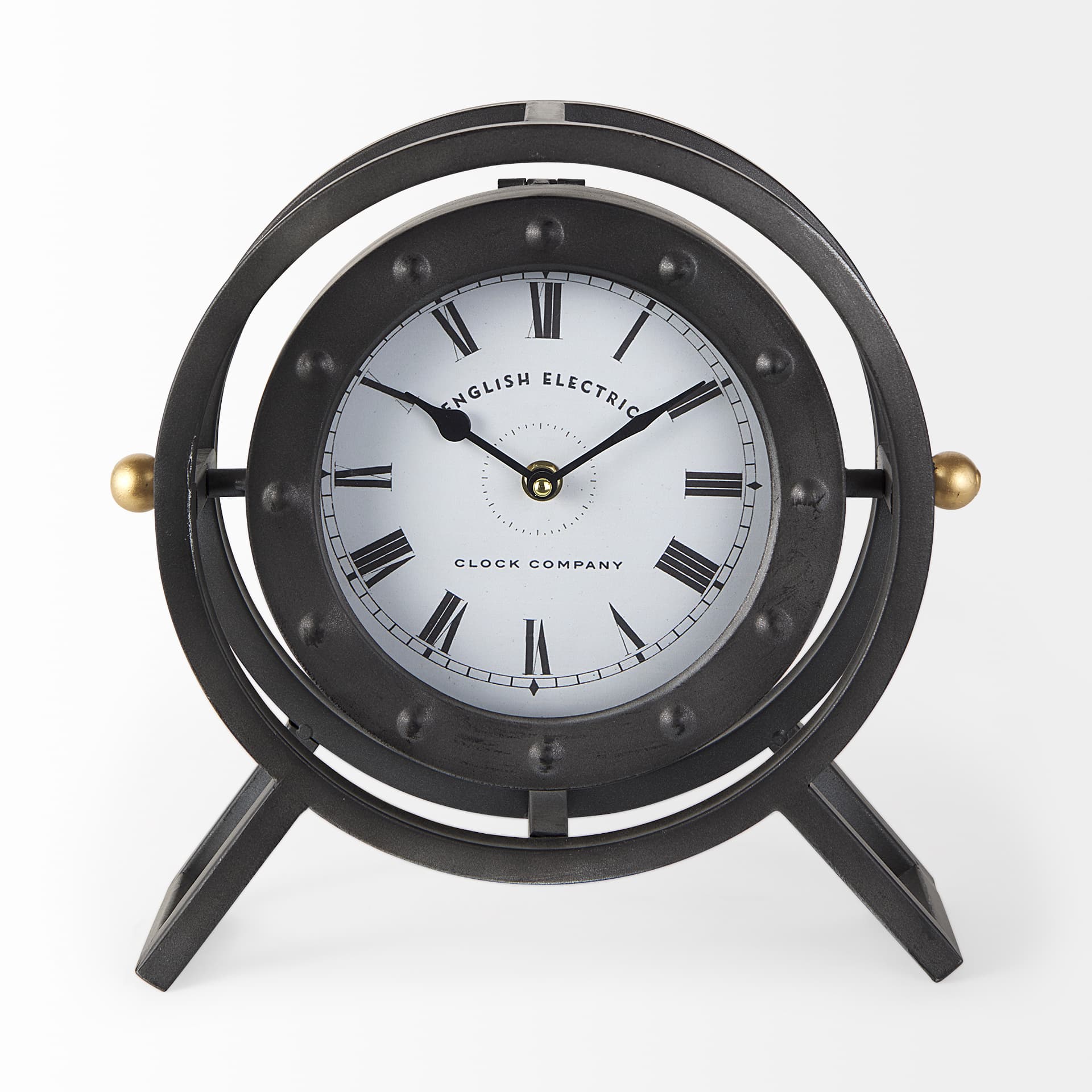 Gaston Gray Metal Circular Table Clock — product photograph