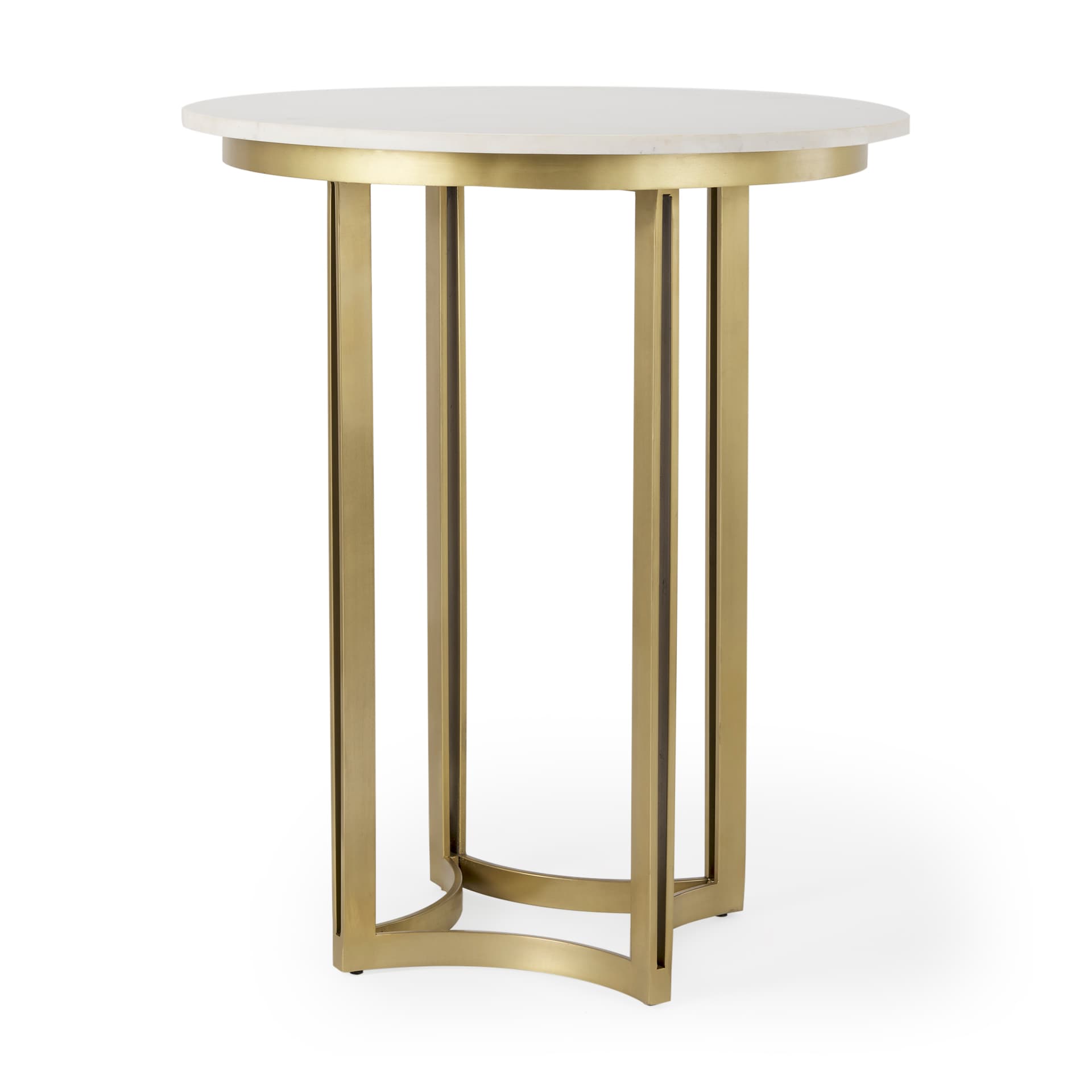 Tanner 32"L x 32"W Pedestal Dining Table | White Marble & Matte Gold | Seats 2 — product photograph
