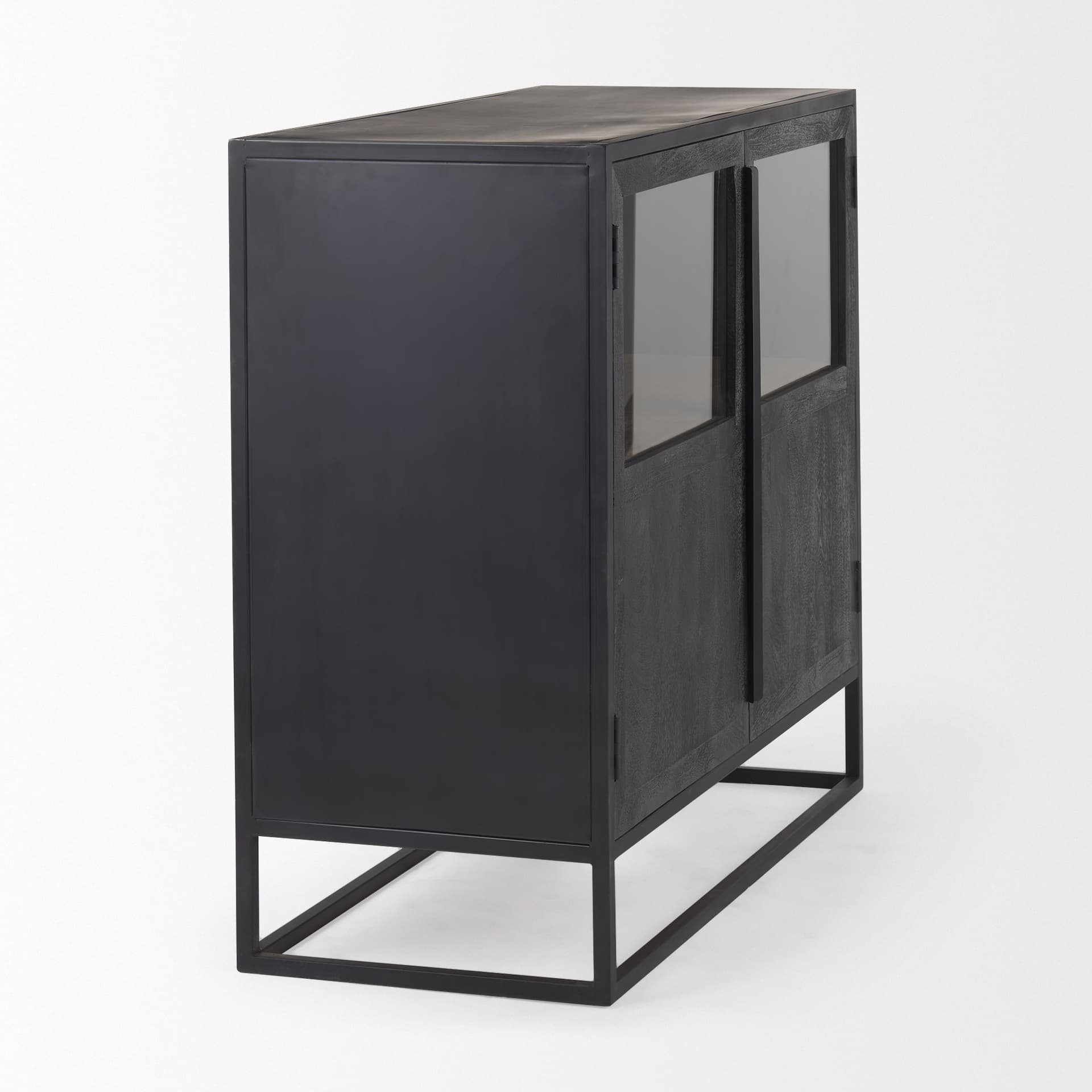 Sloan 40.0W Black Wood W/Black Metal Frame Accent Cabinet — product photograph