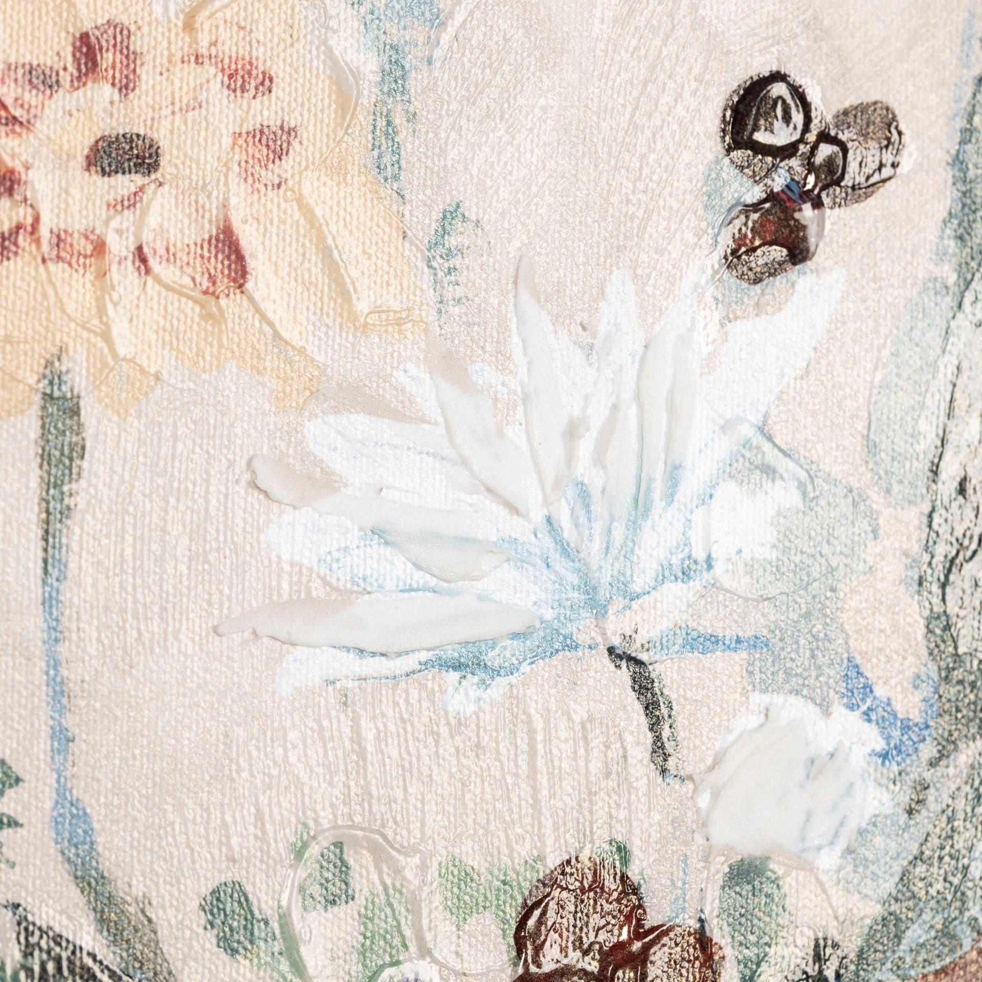 Farmhouse Flowers II by Barbara Fleming a Hand Embellished Textured Canvas — product photograph