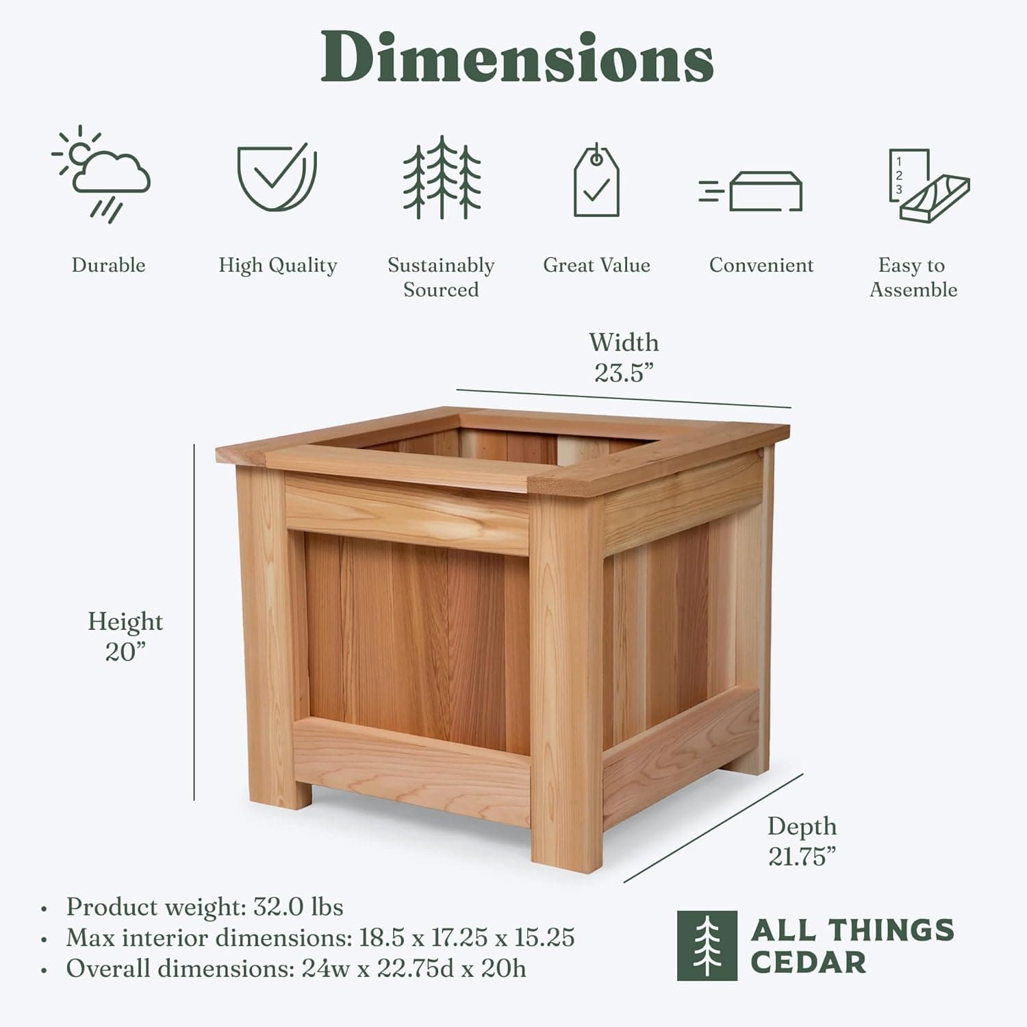 2-Ft Cedar Planter Box — product photograph