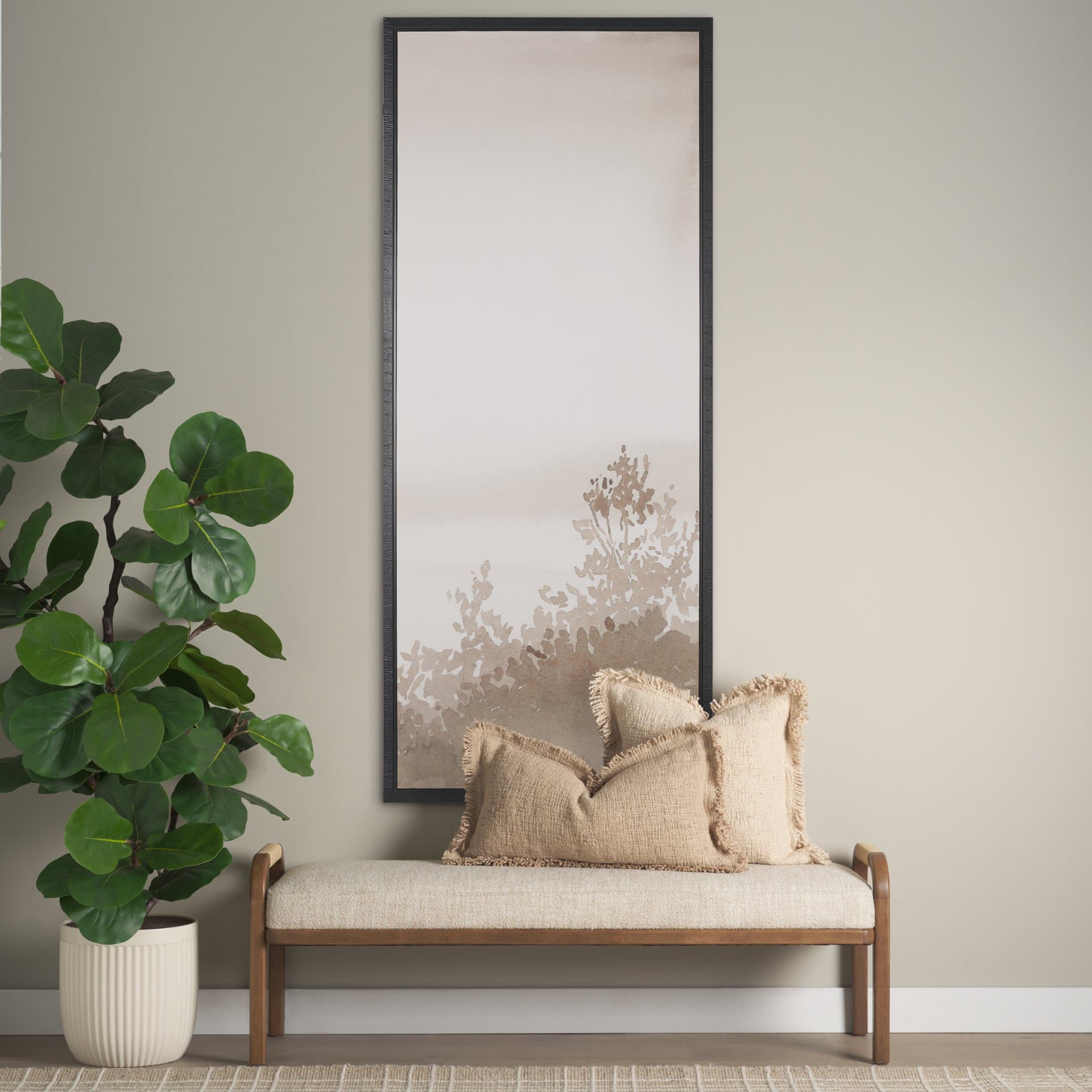 Lowland Fog A by Mercana Studio Hand-Embellished Textured Framed Canvas Artwork — in a styled room
