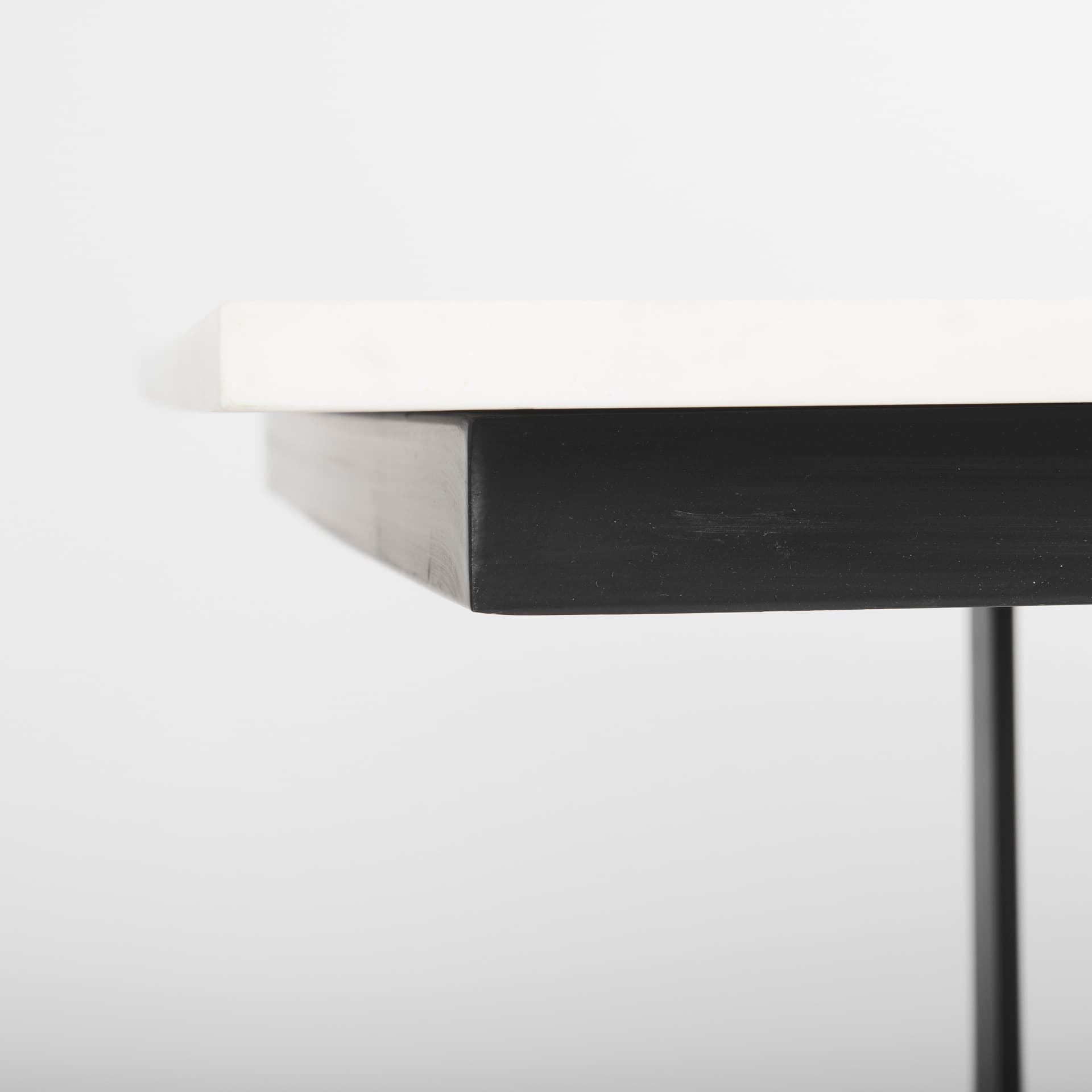 Tanner 71"L x 35"W Rectangular Pedestal Dining Table | Modern | White Marble & Black Metal | Seats 6 — product photograph