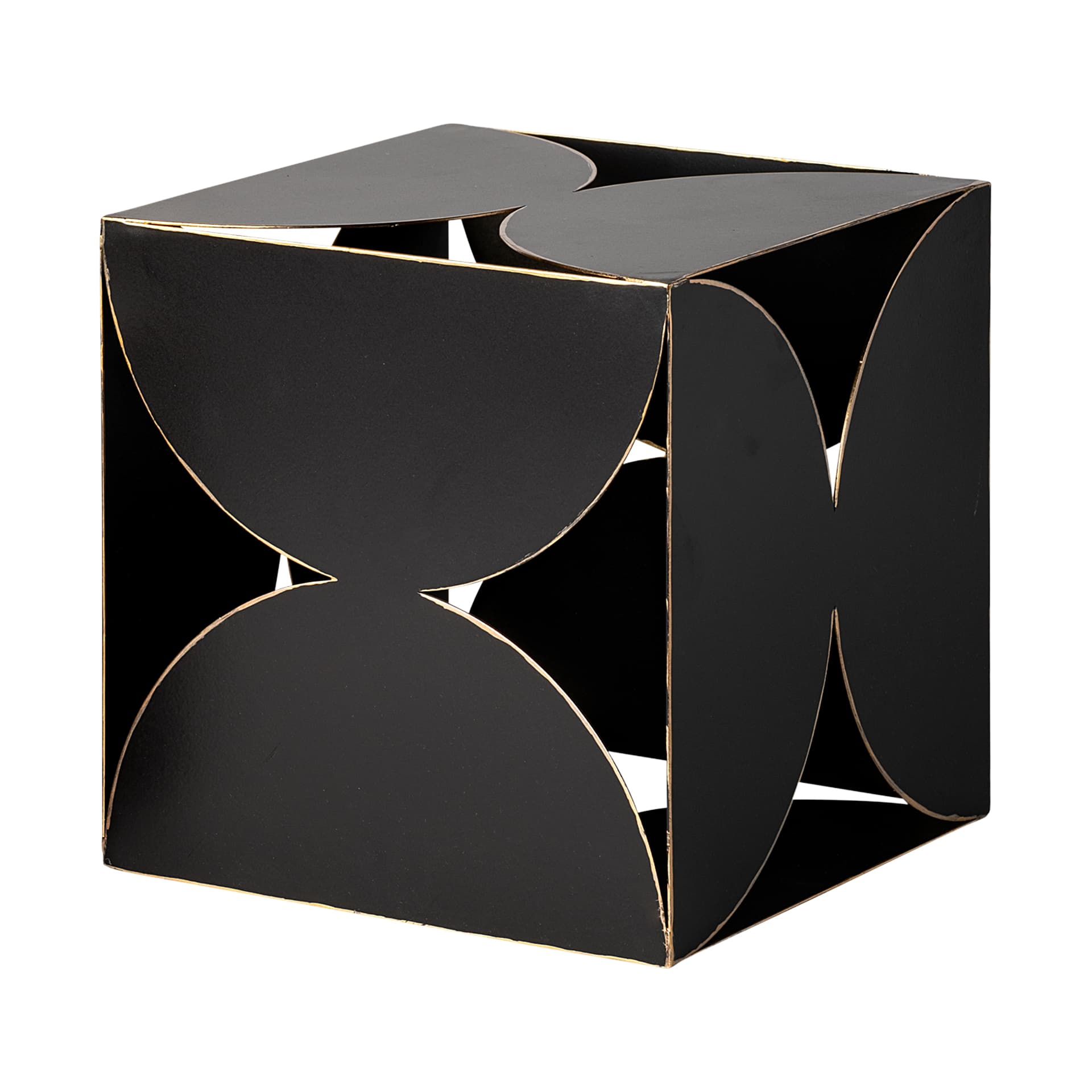 Darren (Large) 8L x 8W Black Metal Decorative Cube — product photograph
