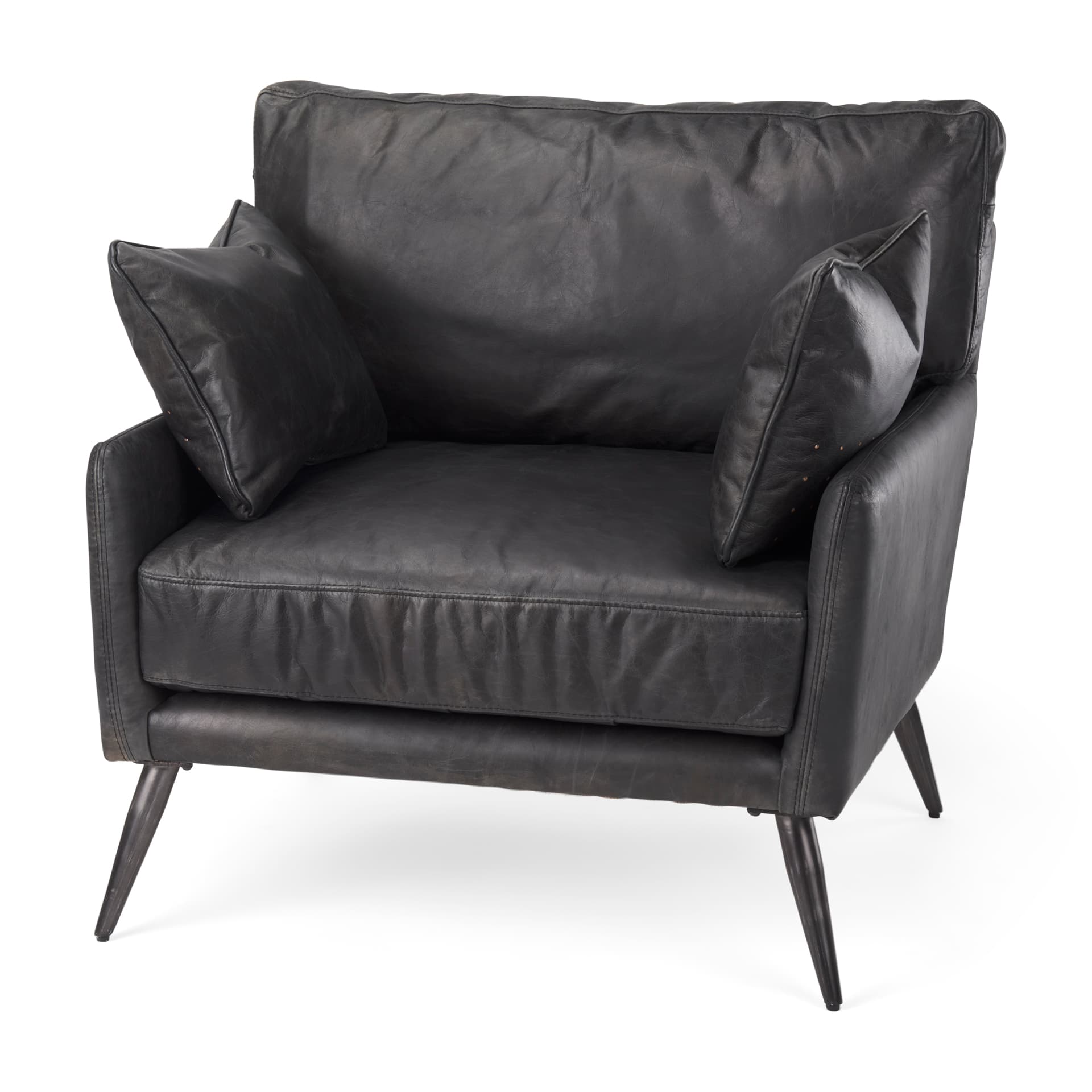 Cochrane 34.5L x 33.0W x 32.5H Black Leather Wrapped Chair — product photograph