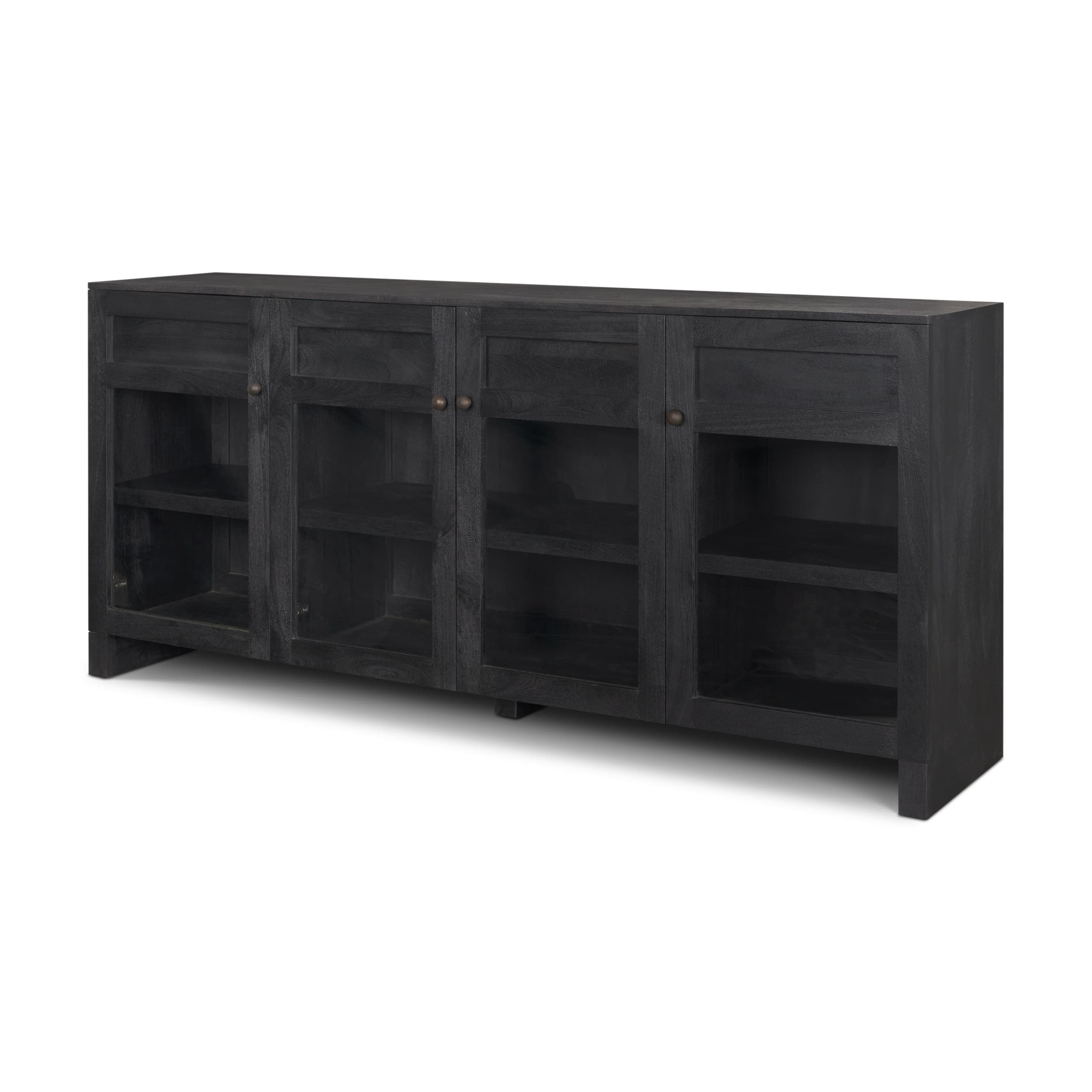 Suri Black Wood w/ Glass 4-Door Closed Sideboard — product photograph